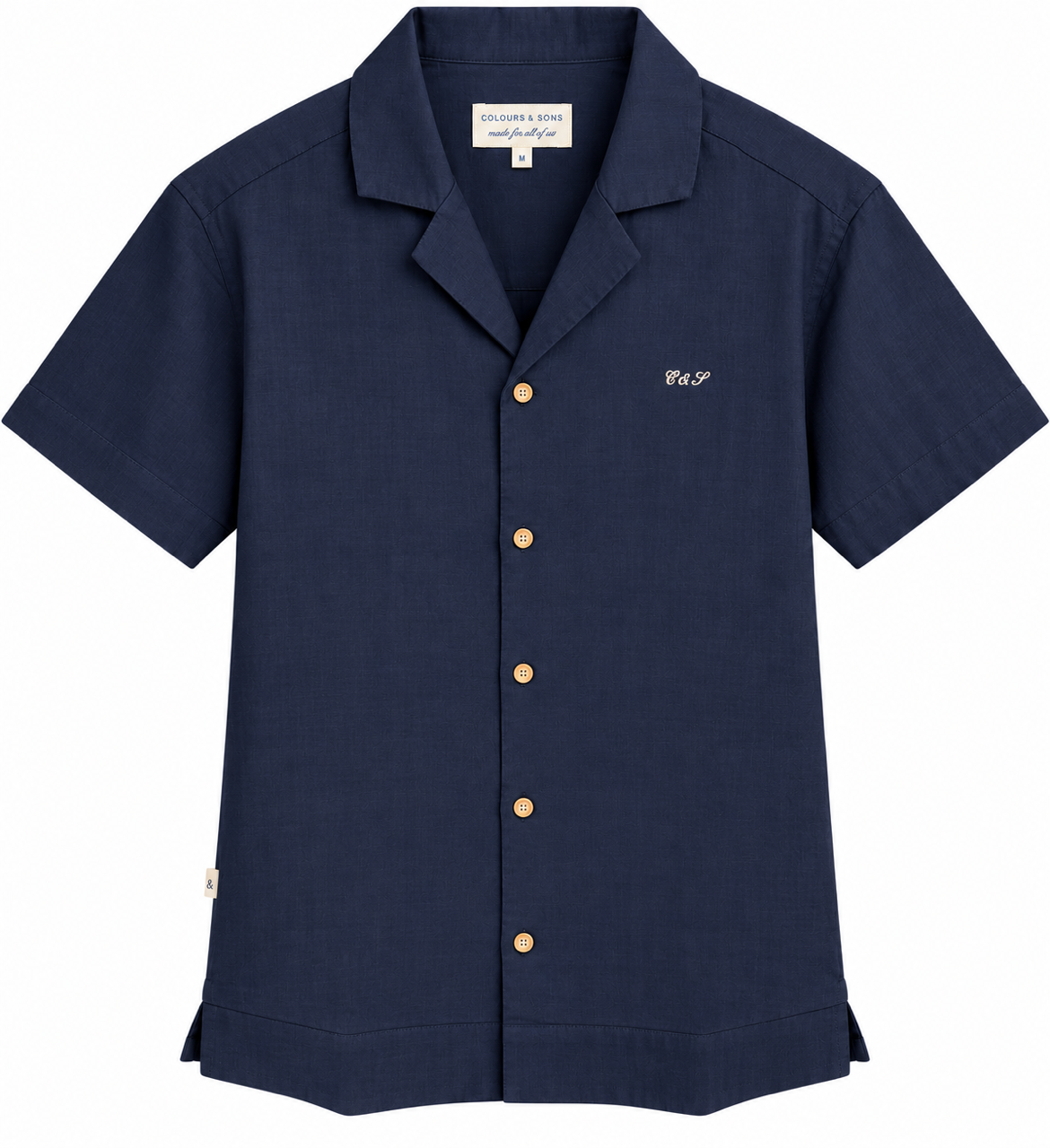 Camp Collar Musselin Kurzarmhemd - Navy