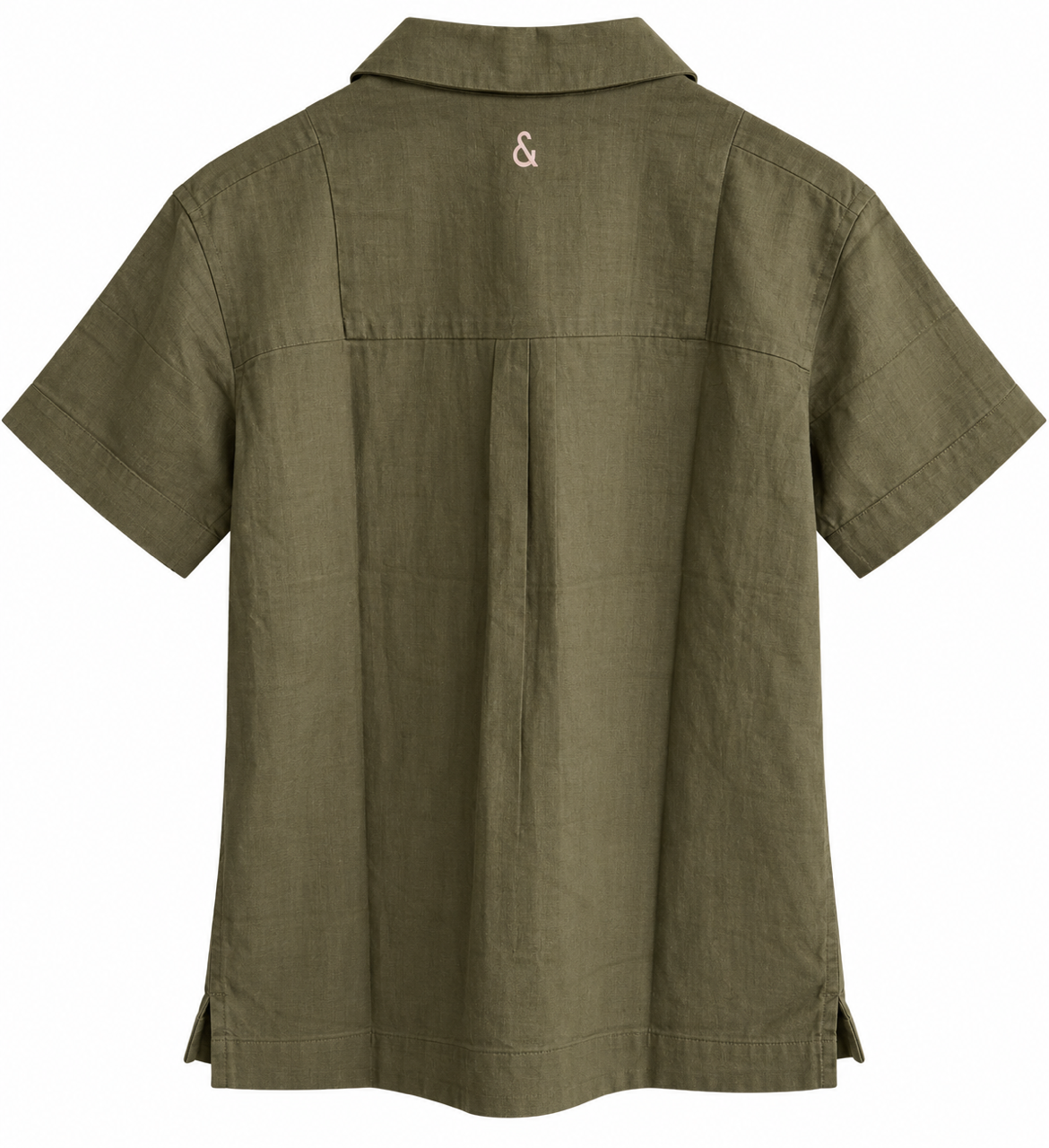 Camp Collar Musselin Kurzarmhemd - Olive