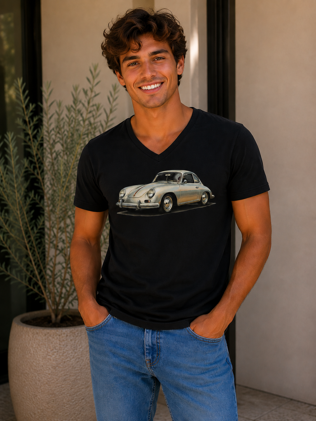 T-Shirt, Porsche, Herren, Schwarz