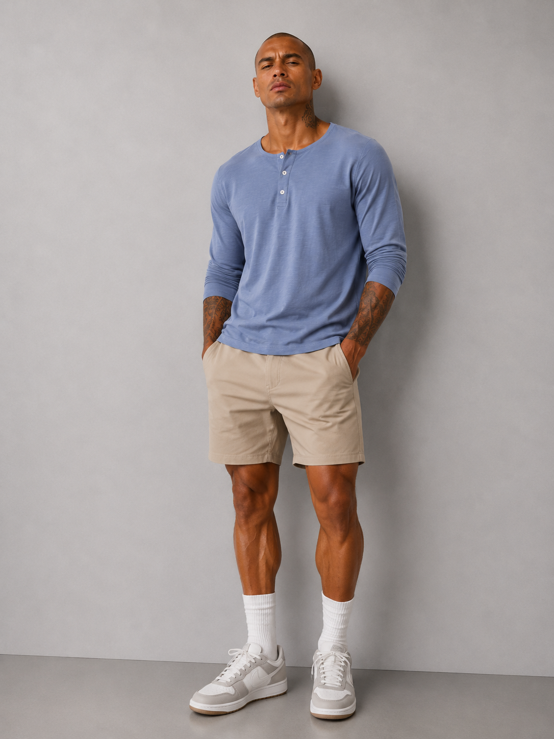 Henley Shirt Slub - Denim