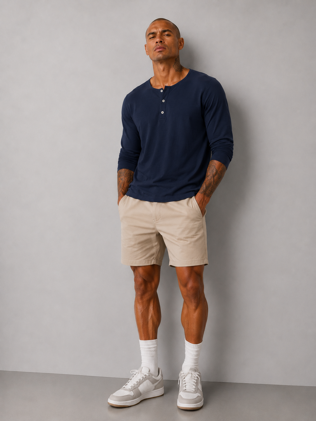Henley Shirt Slub - Navy