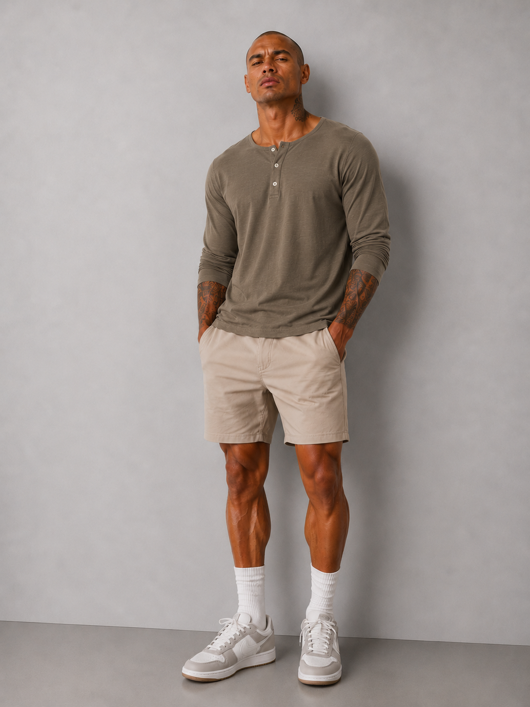 Henley Shirt Slub - Olive