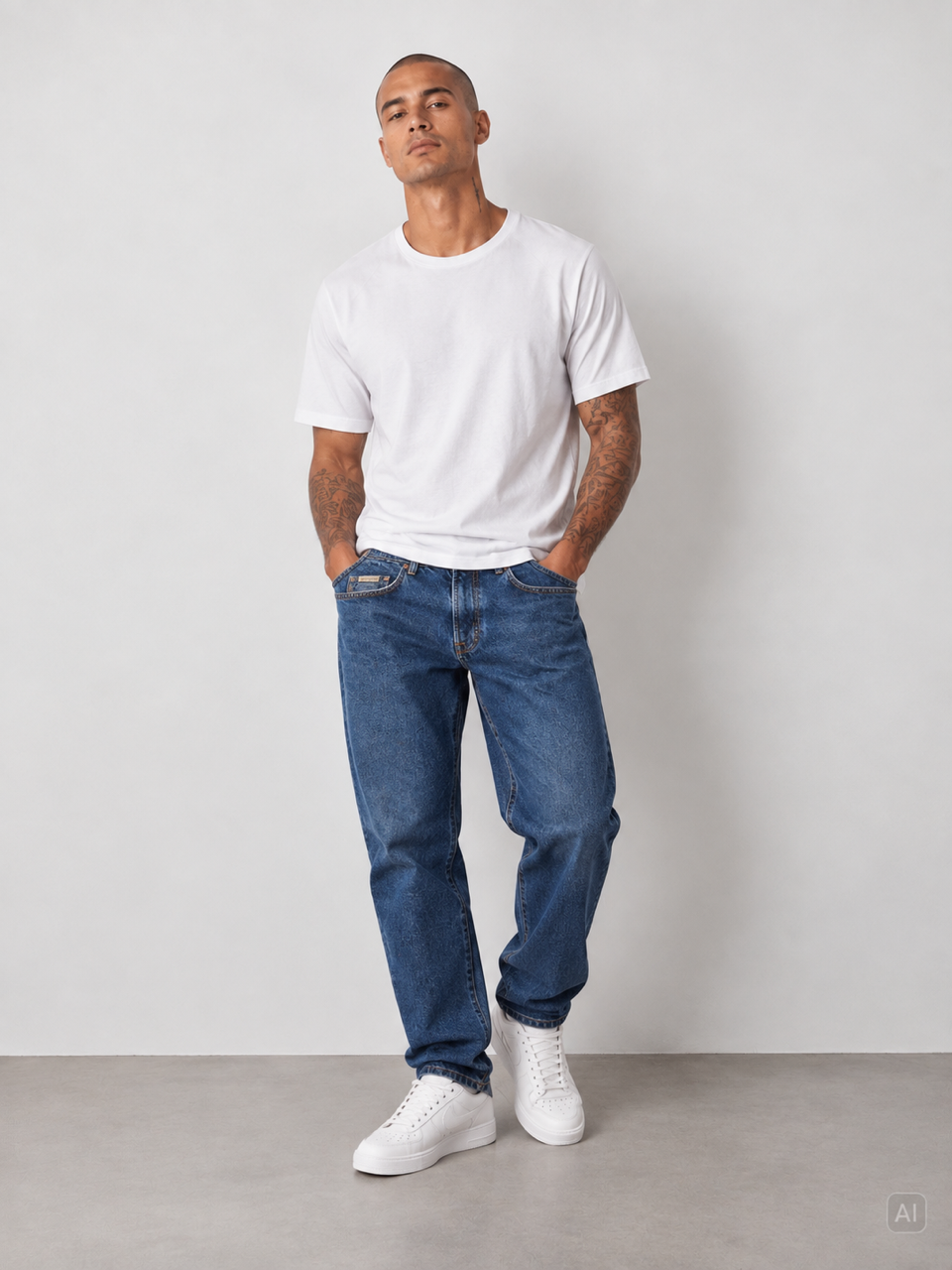 Denim Cropped Stretch - Dark Blue
