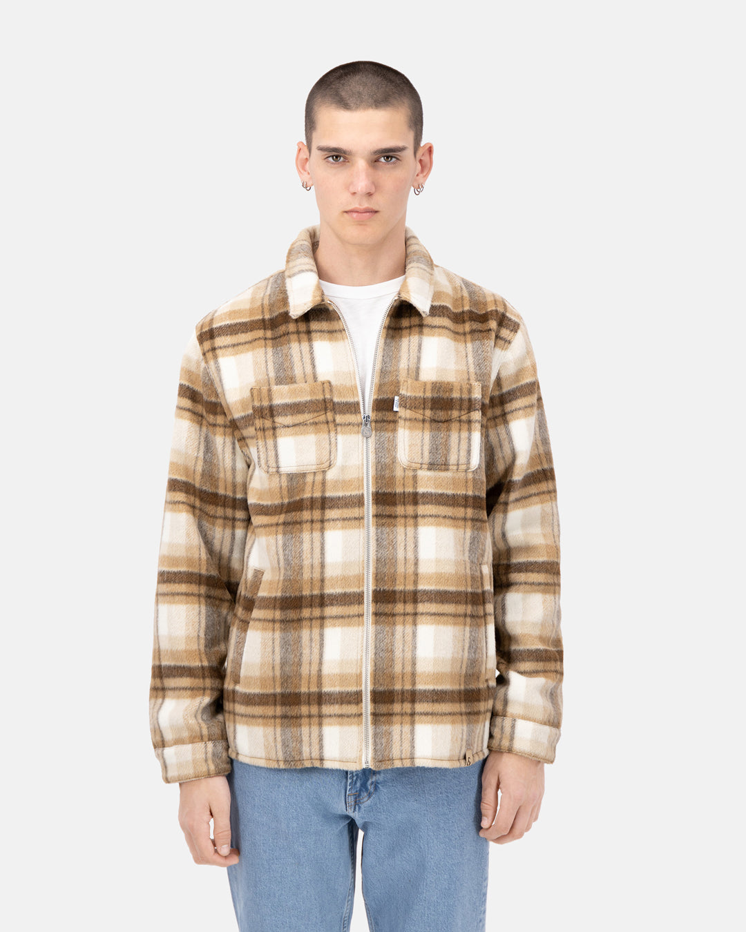 Worker Jacket-Zipped - Tobacco Check