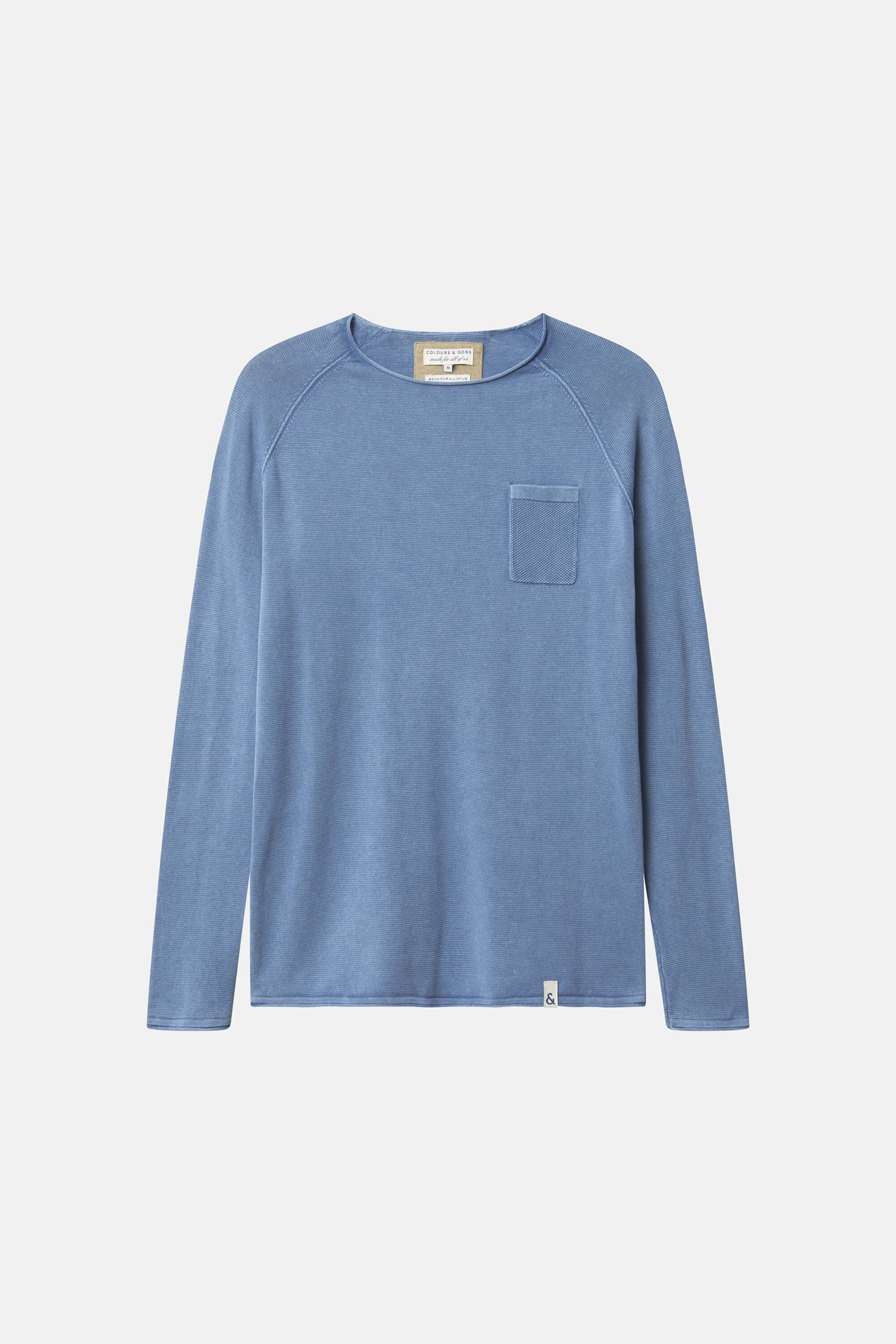 Herren Pullover, blau, 100% Baumwolle von Colours & Sons