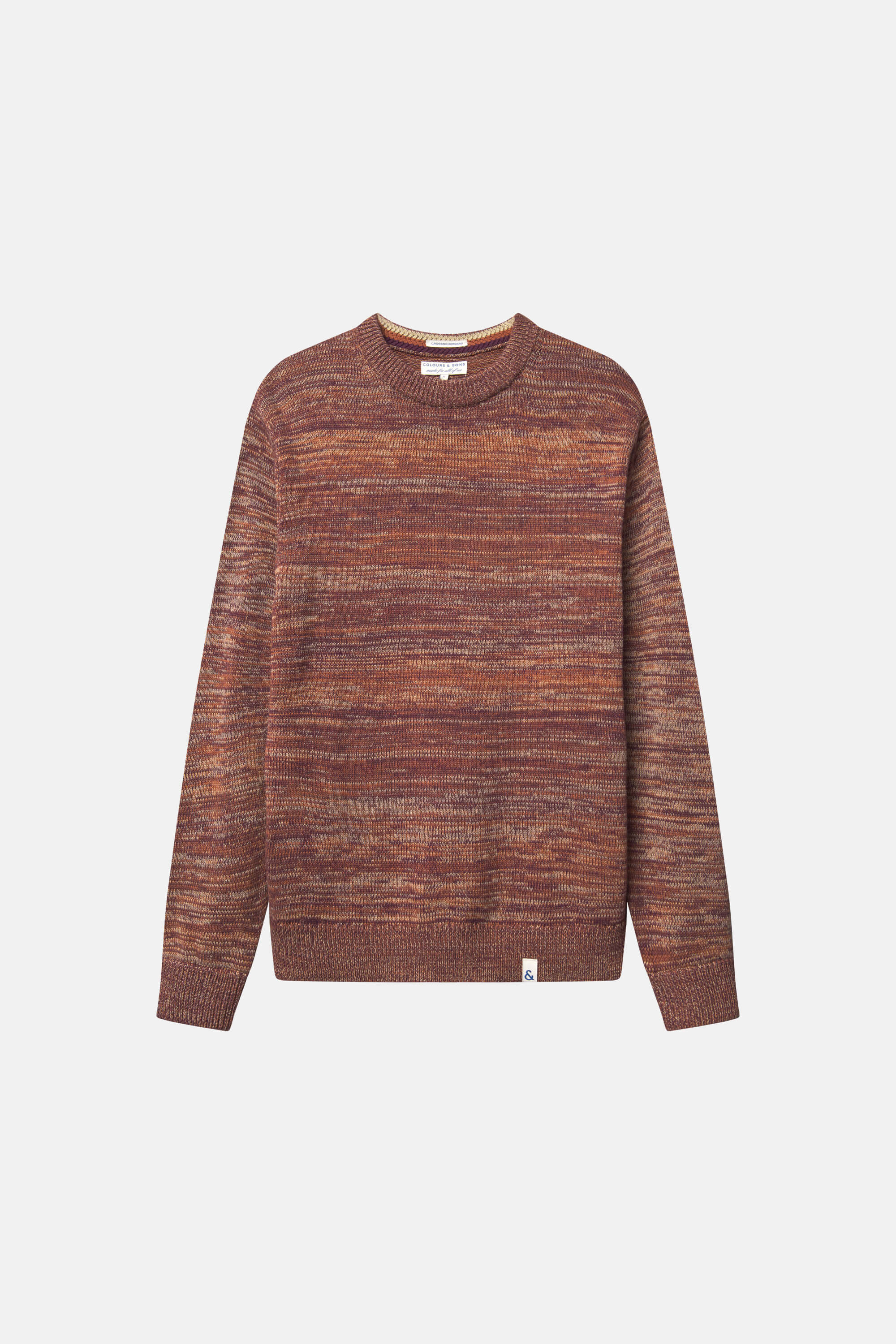 Herren Mouline Pullover von Colours&Sons, mahagony, 100% Baumwolle