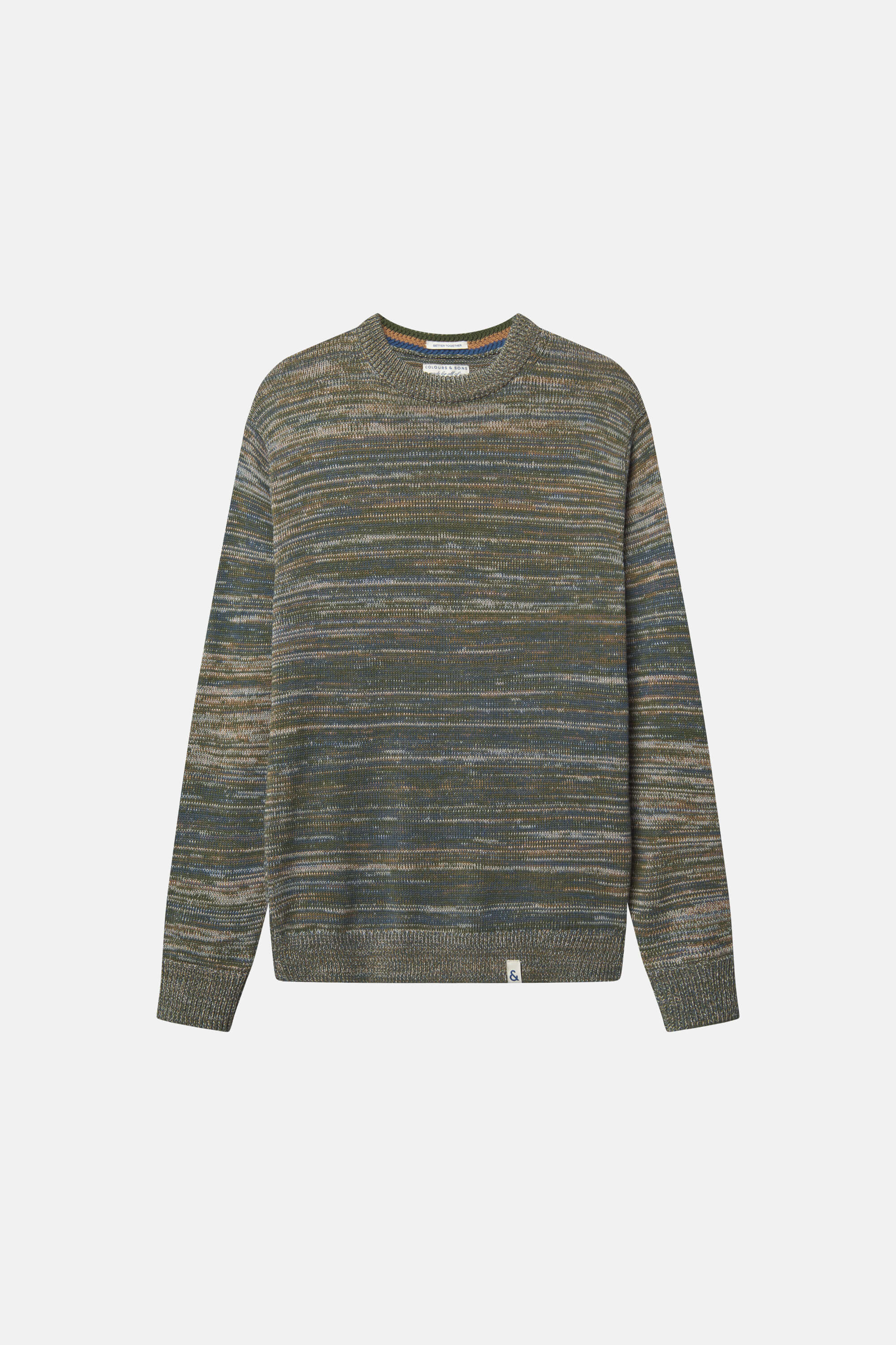 Herren Mouline Pullover von Colours&Sons, grün, 100% Baumwolle