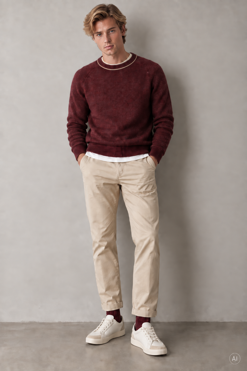Knitted Jumper Merino Blend - Lumber