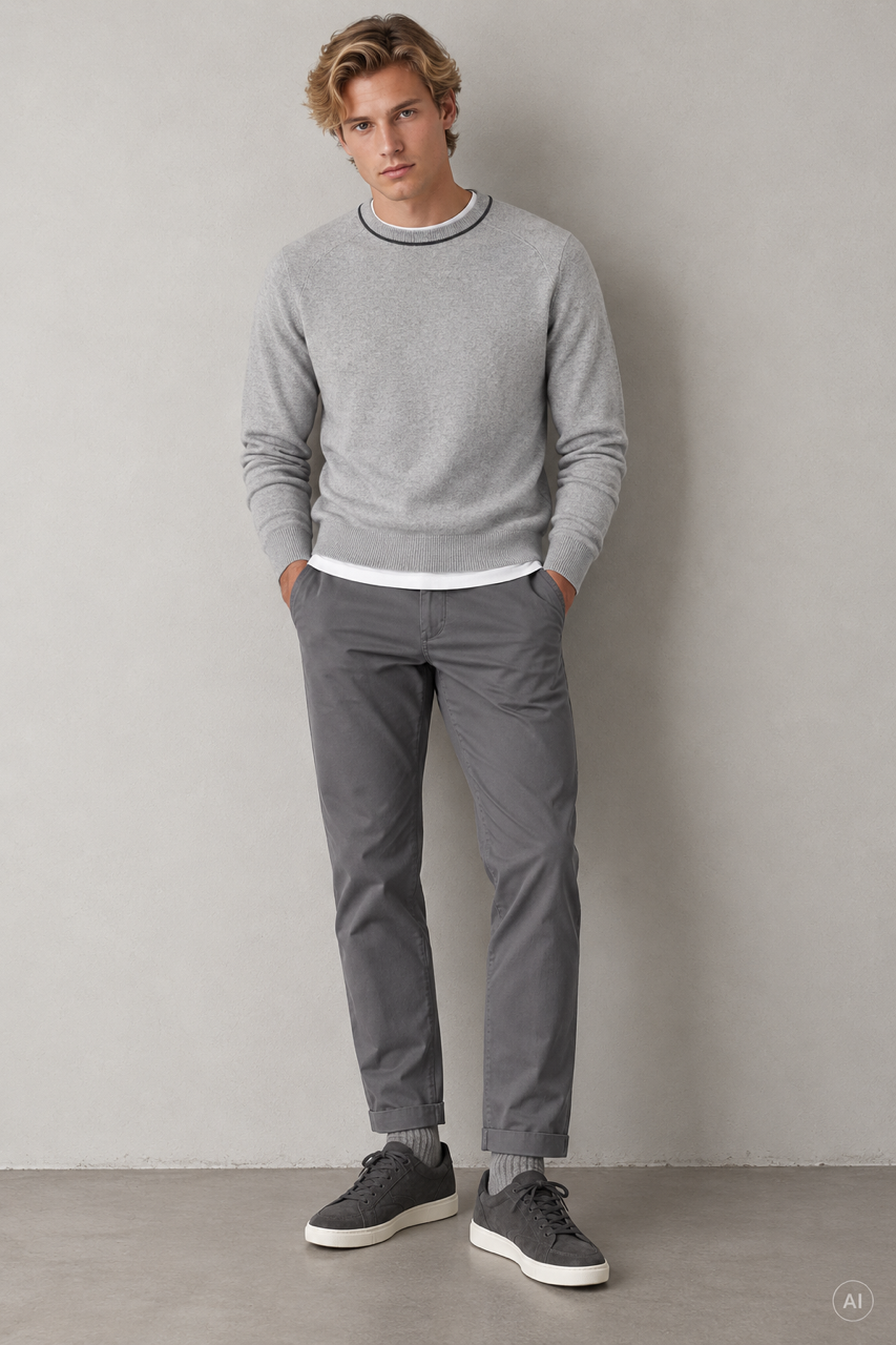 Strickpullover Merino Blend - Silver