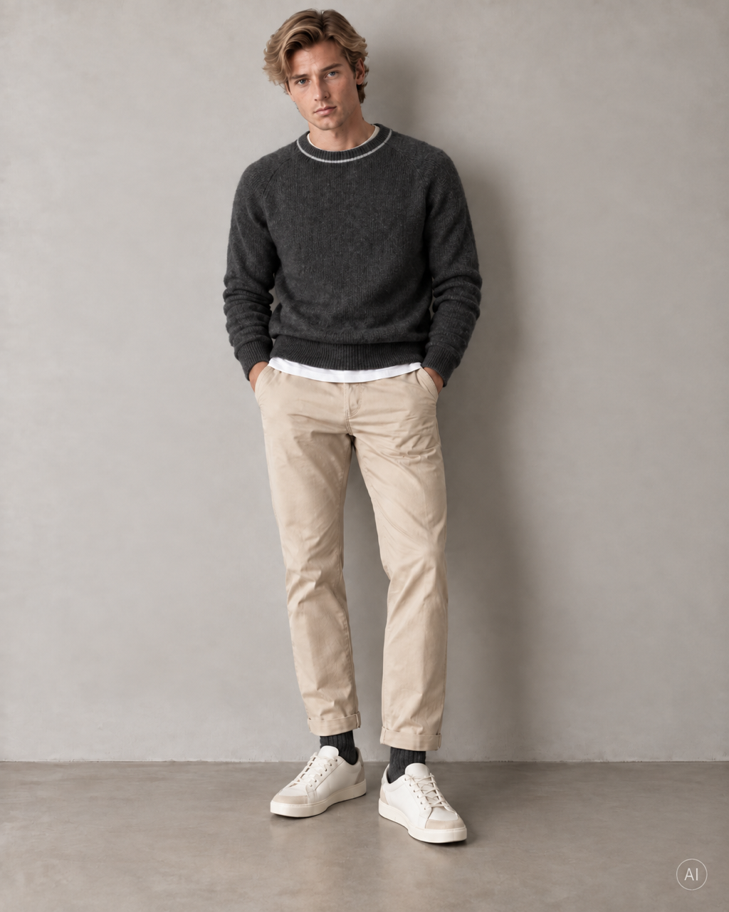 Strickpullover Merino Blend - Anthracite