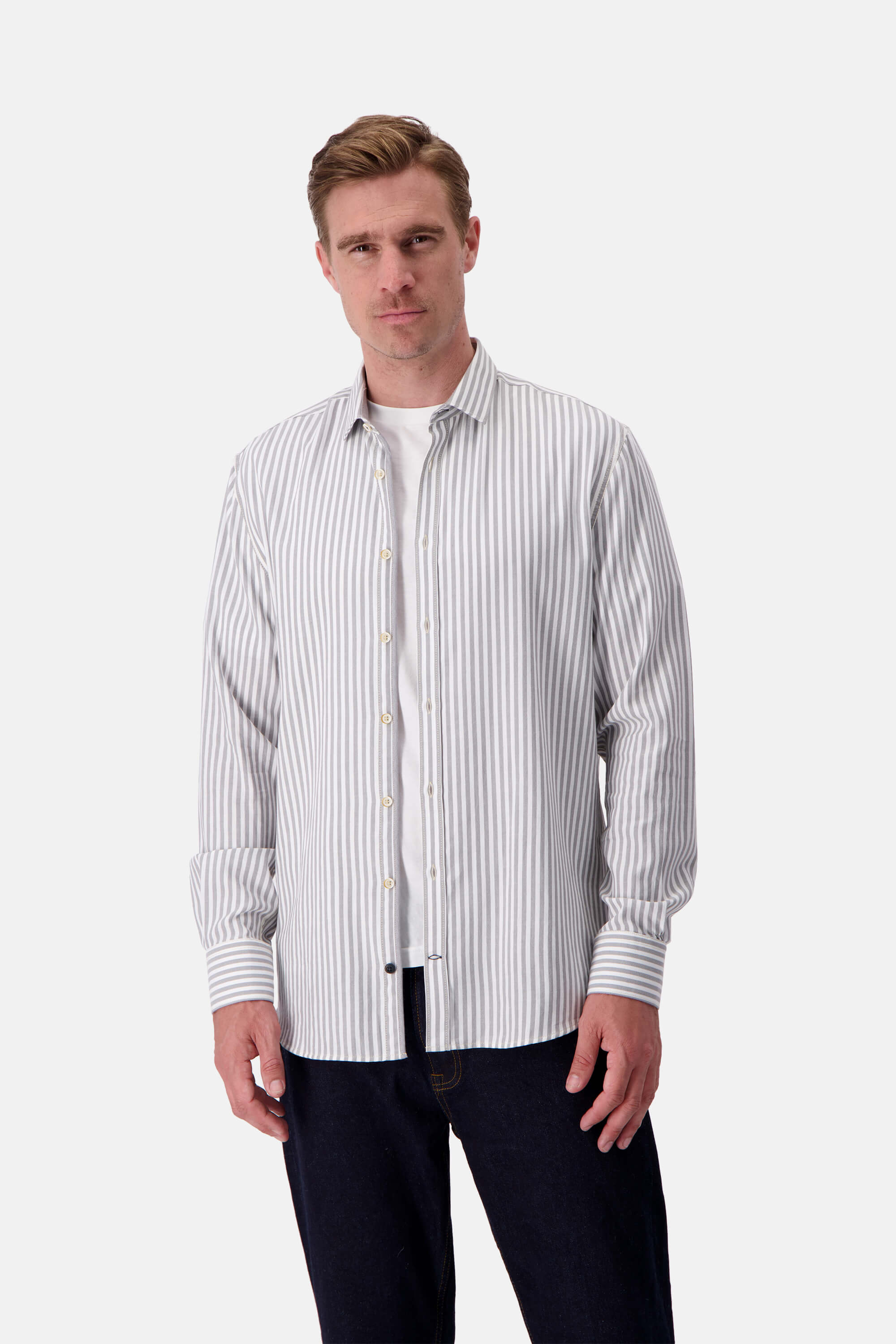 Shirt Twill Basic - Silver Stripes