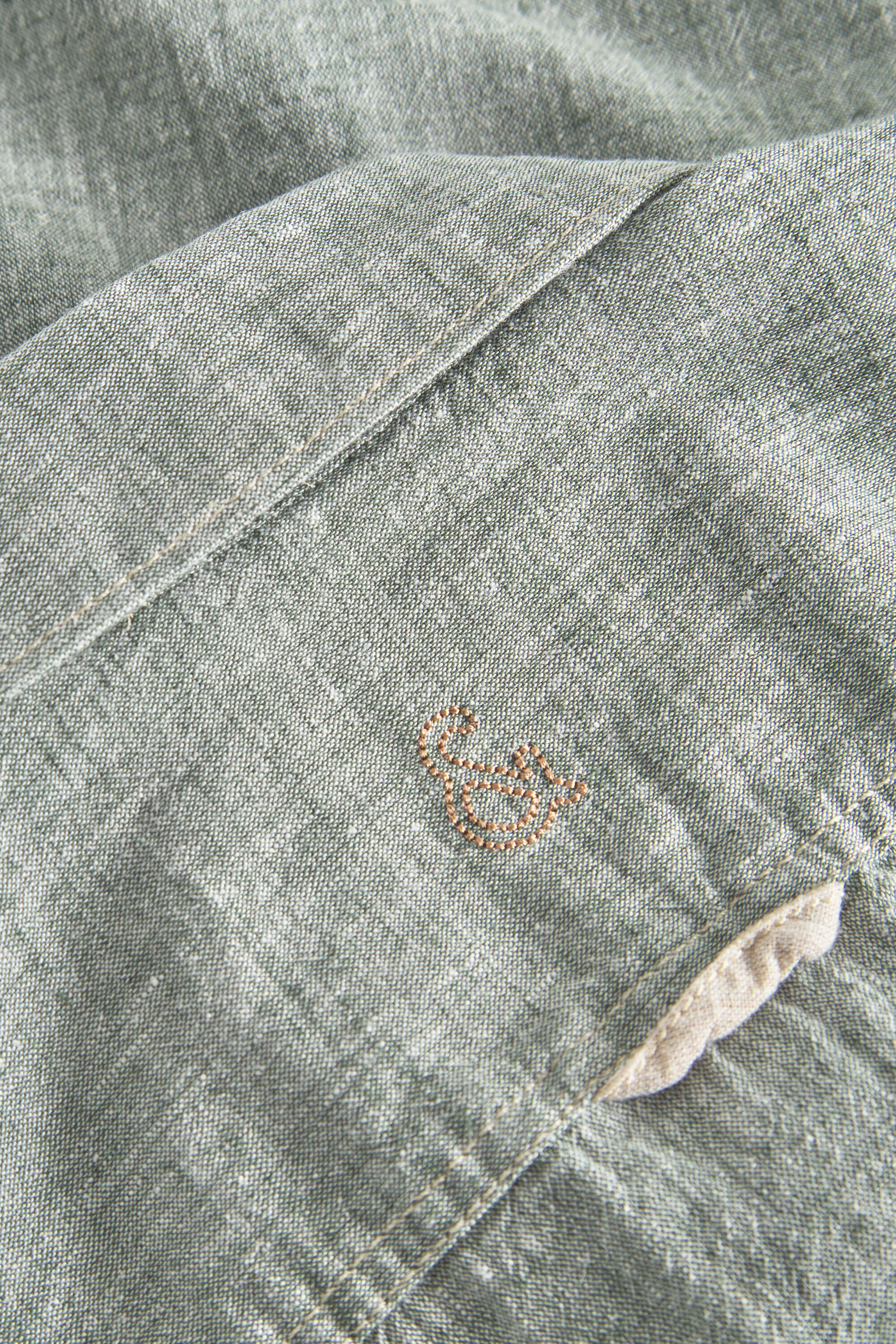 Basic Linen Shirt Short Sleeve - Sage