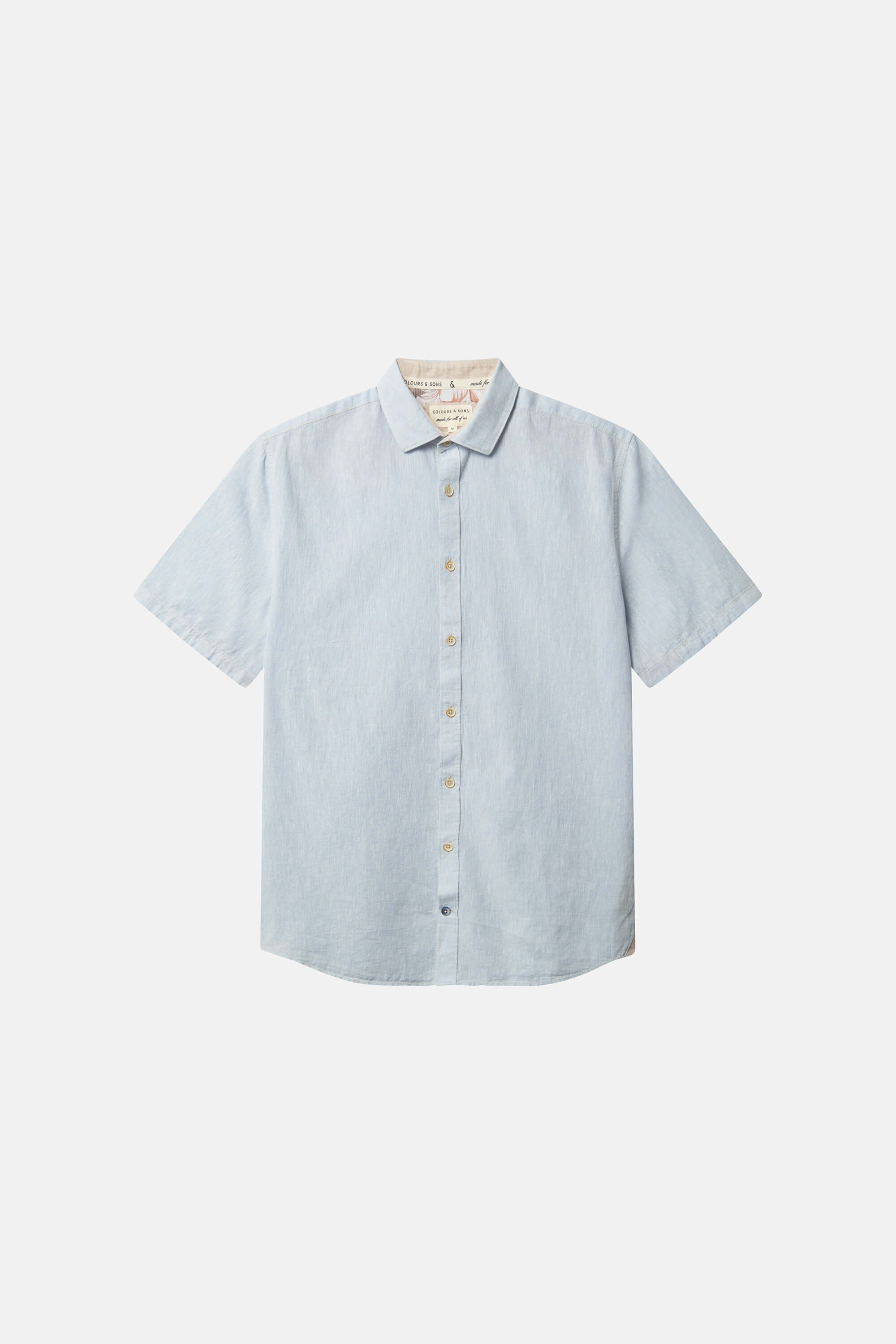 Basic Linen Shirt Short Sleeve - Vintage Blue
