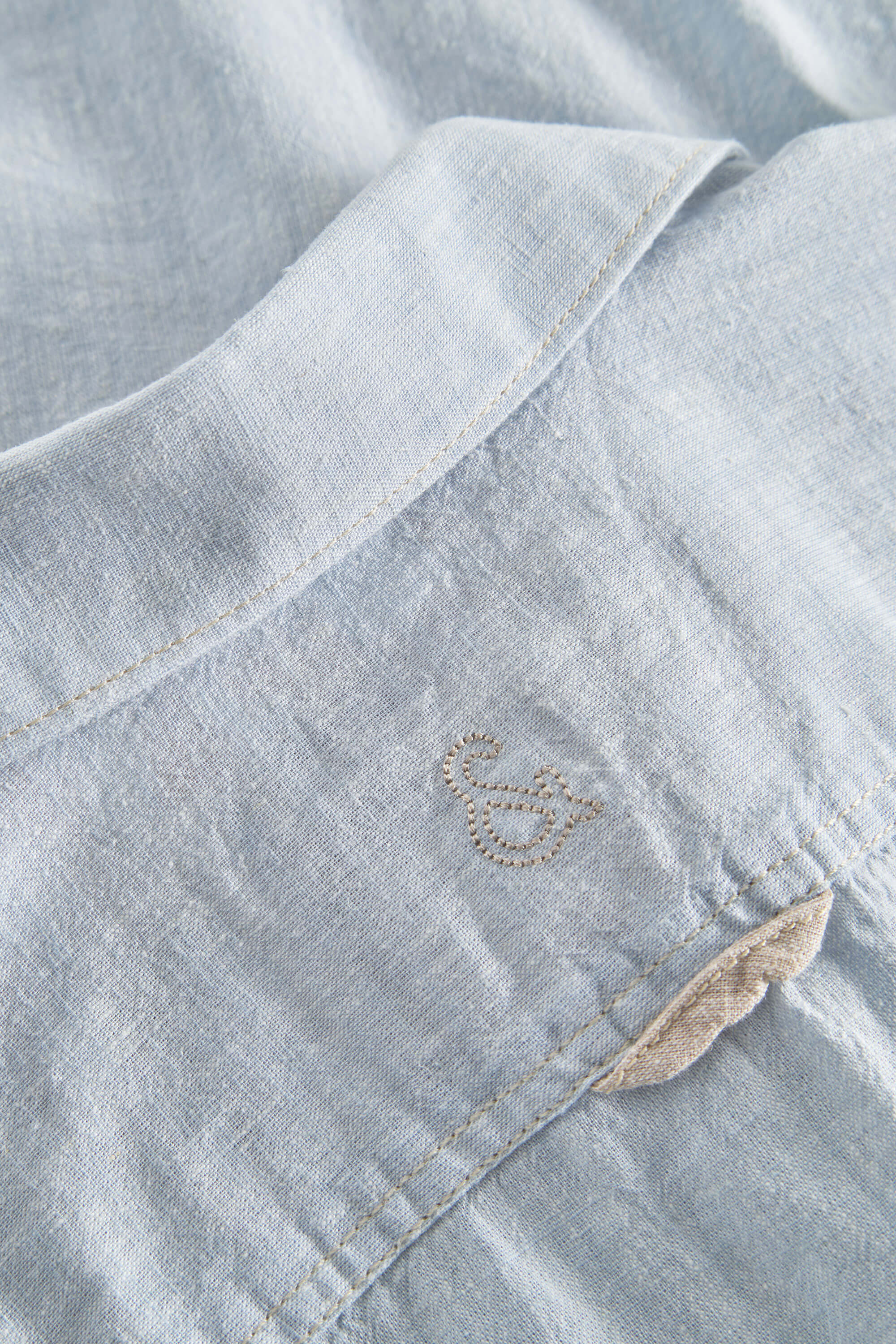 Basic Linen Shirt Short Sleeve - Vintage Blue