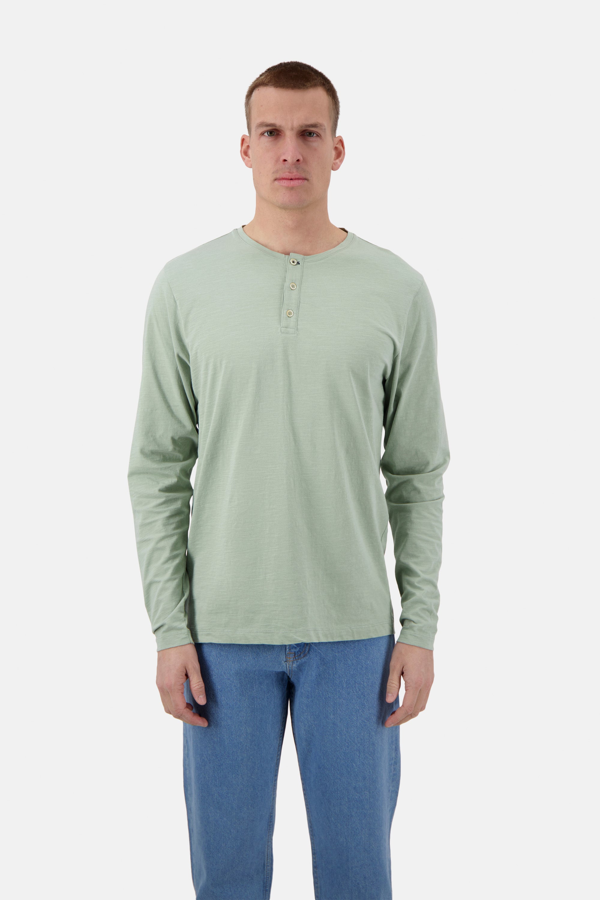 Herren Longsleeve Shirt, hellgrün, 100% Baumwolle von Colours & Sons