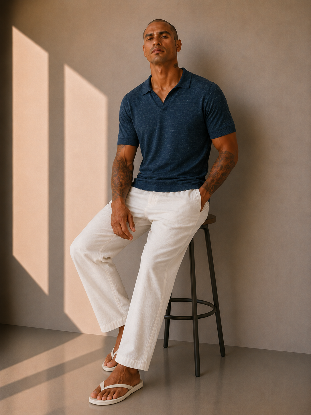 Strickpolo - Navy