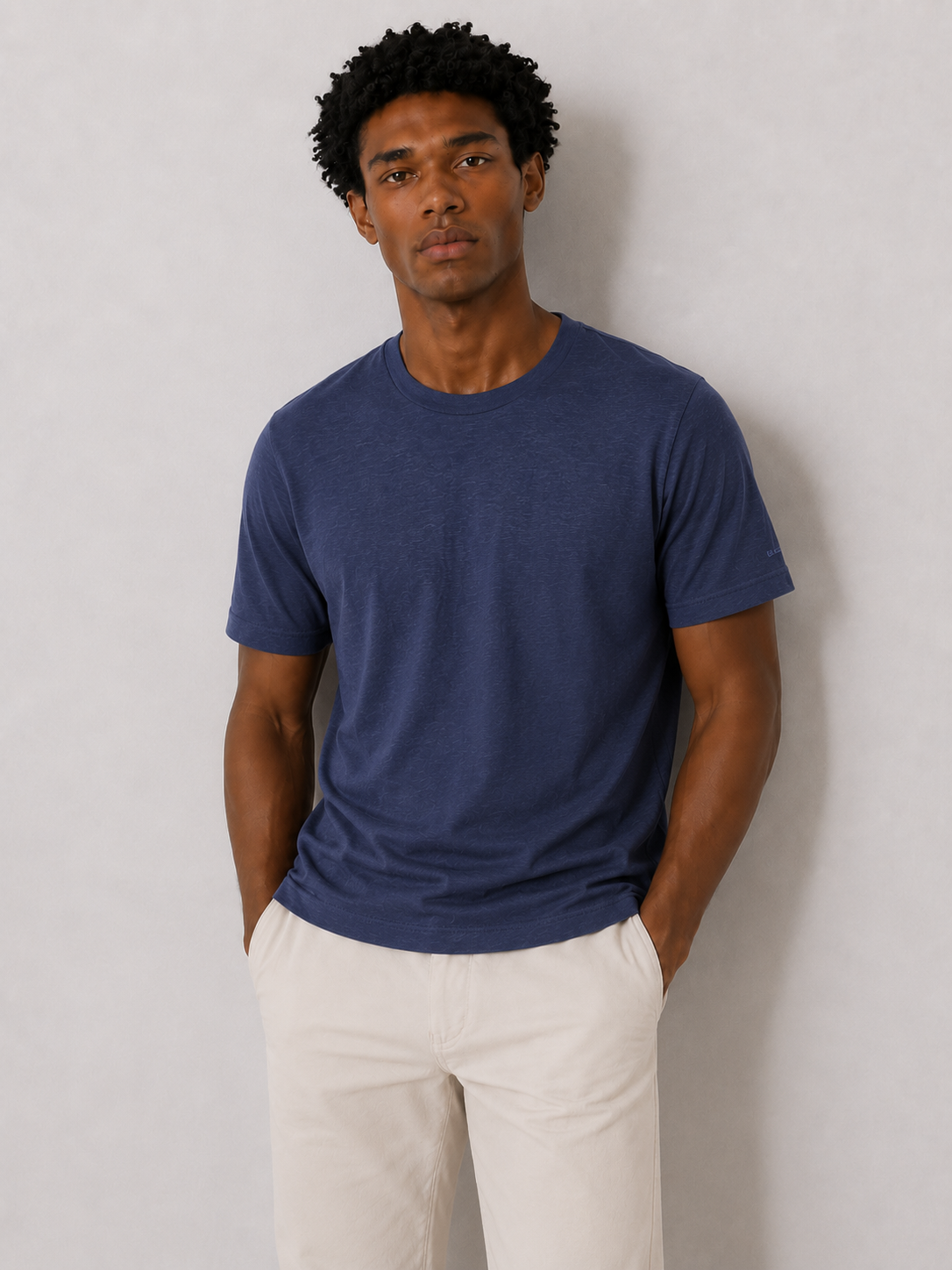 T-Shirt Leinen Blend - Navy