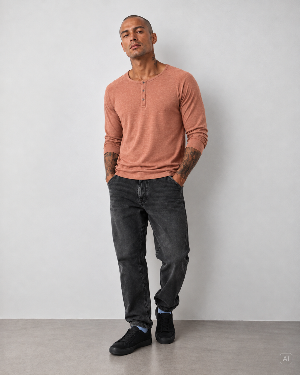 Henley - Slub - Peach