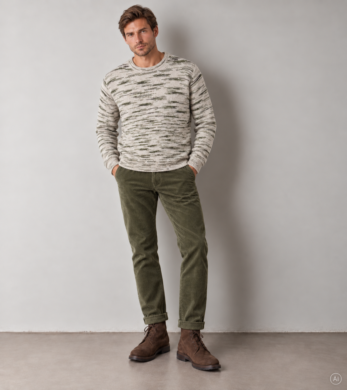 Roundneck-Space Dyed - Green Combo