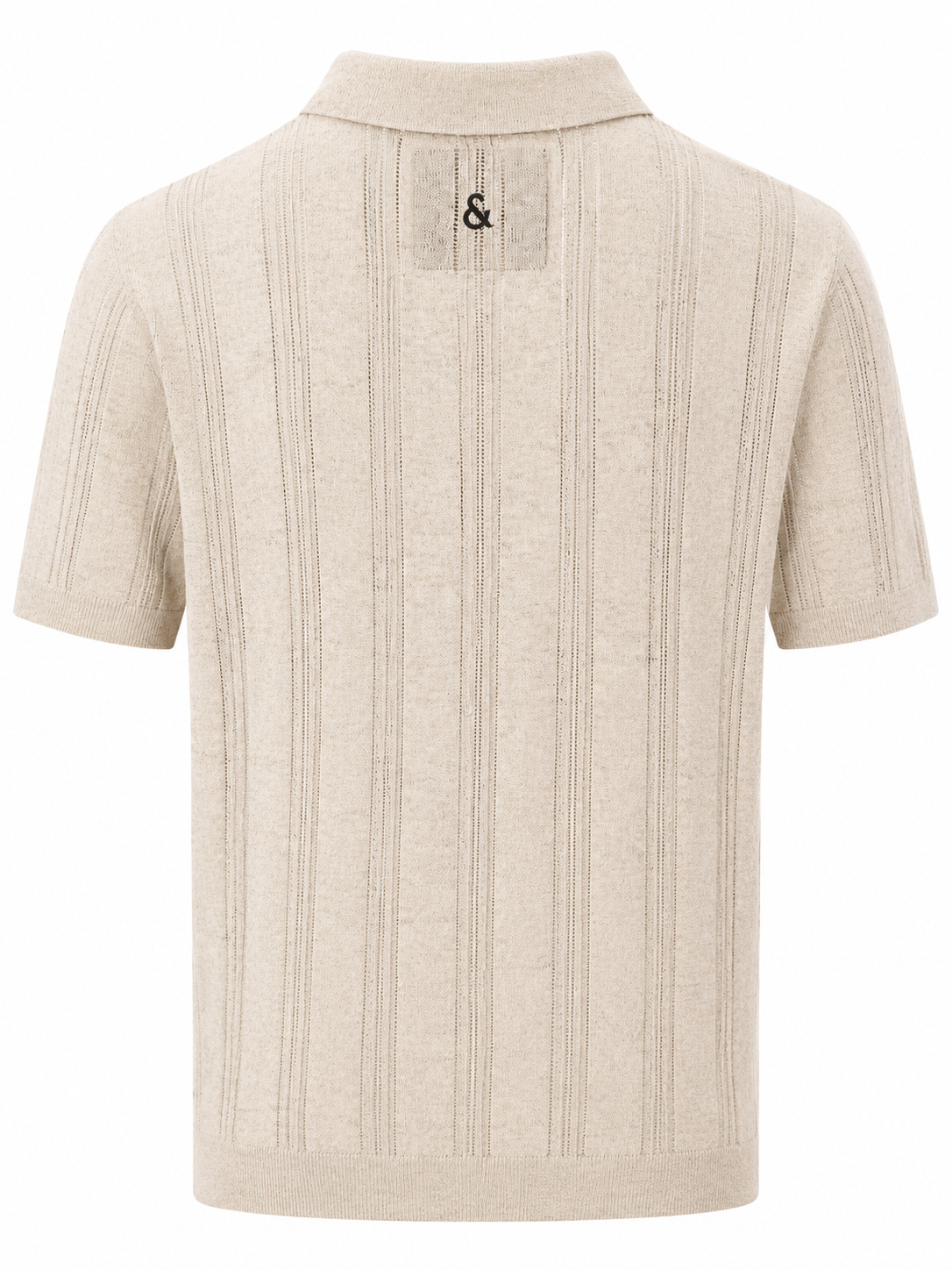 Geripptes Strickhemd - Beige