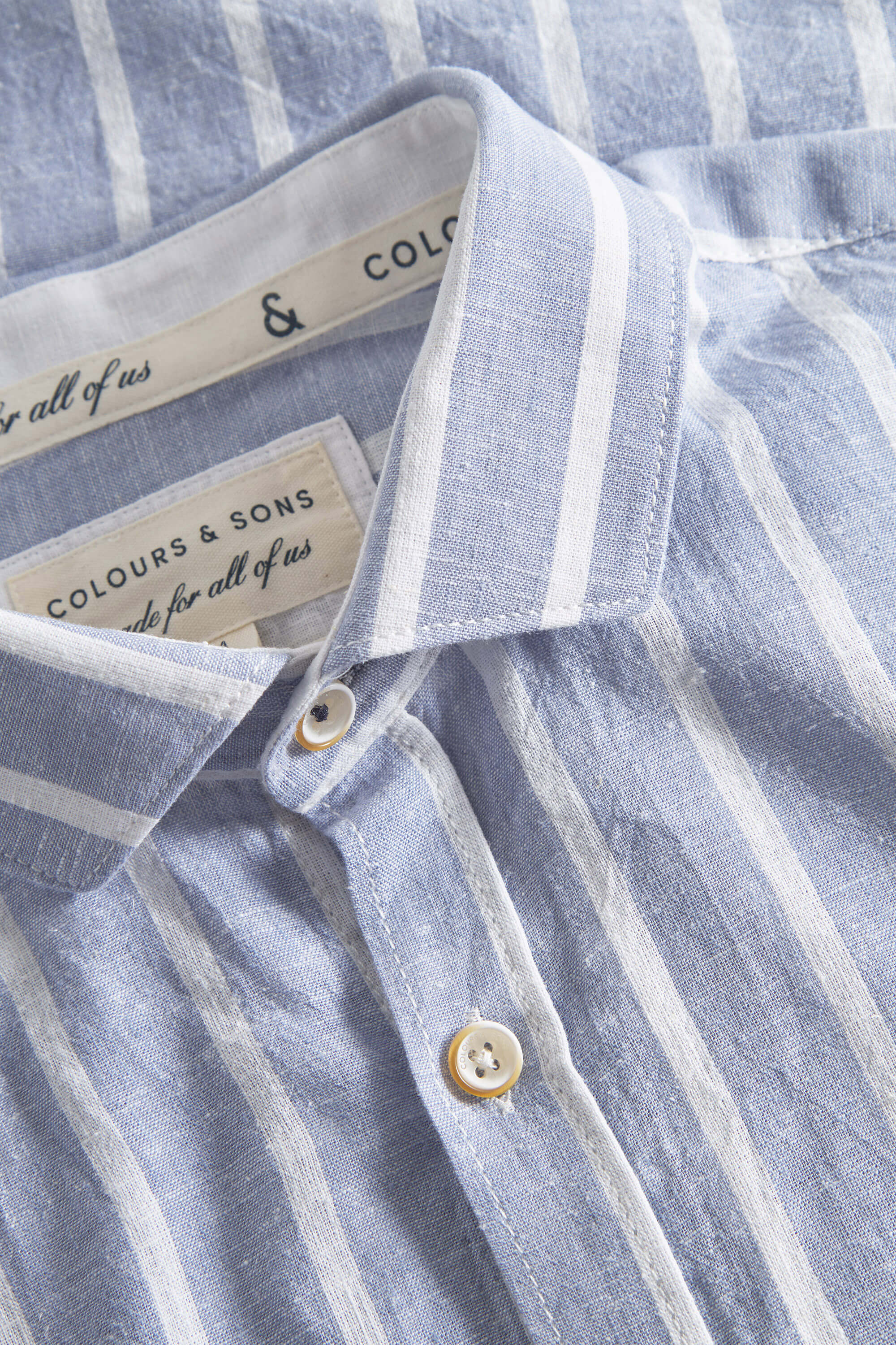 Herren Hemd, hellblau, 70% Baumwolle 30% Leinen von Colours & Sons