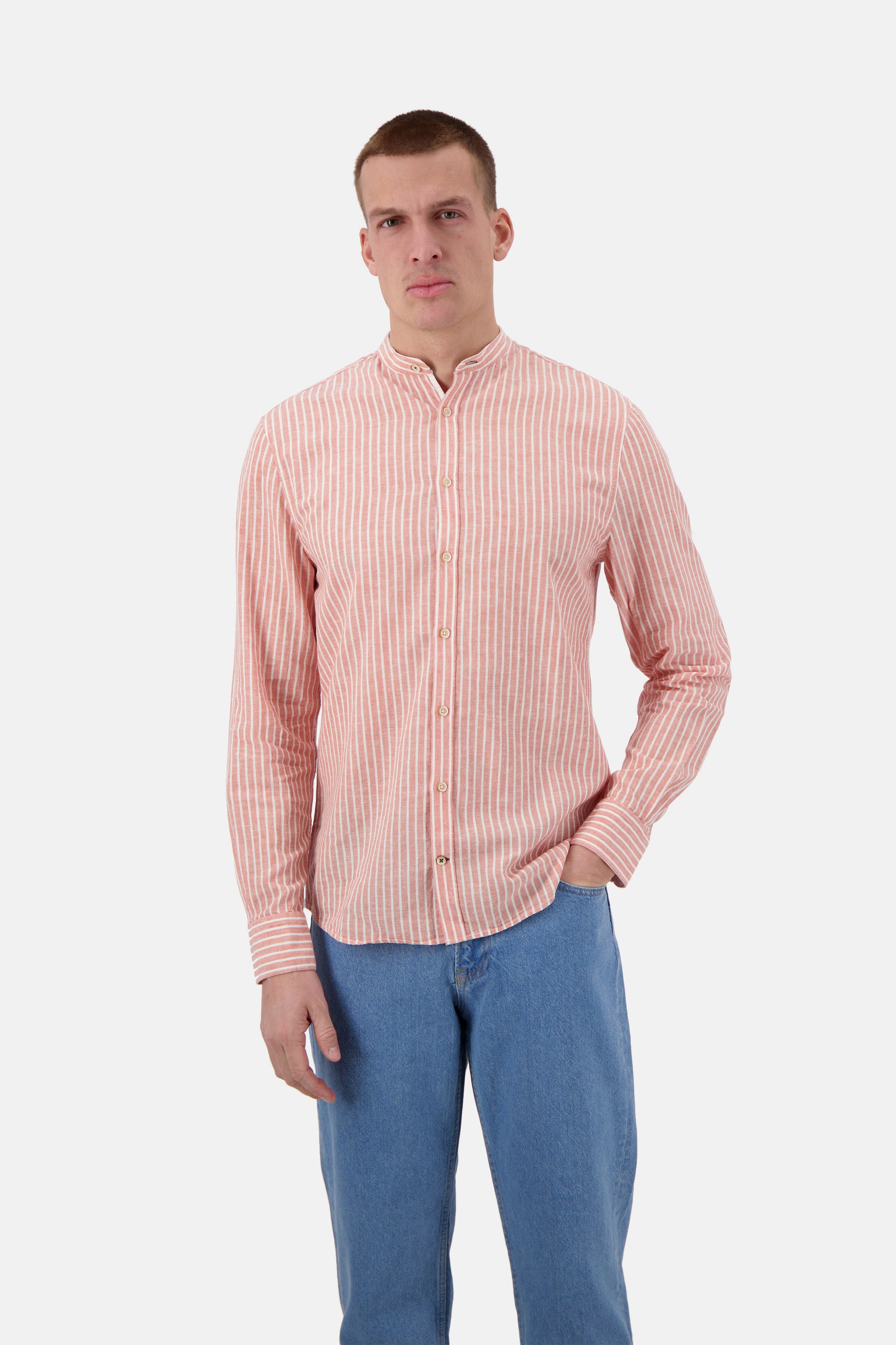 Herren Hemd, orange, aus 70% Baumwolle 30% Leinen von Colours & Sons