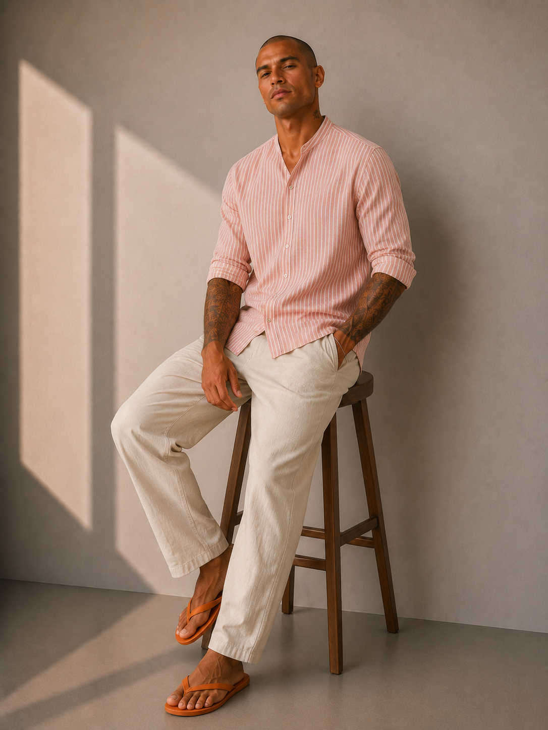 Hemd Pin-Stripes - Peach Stripes