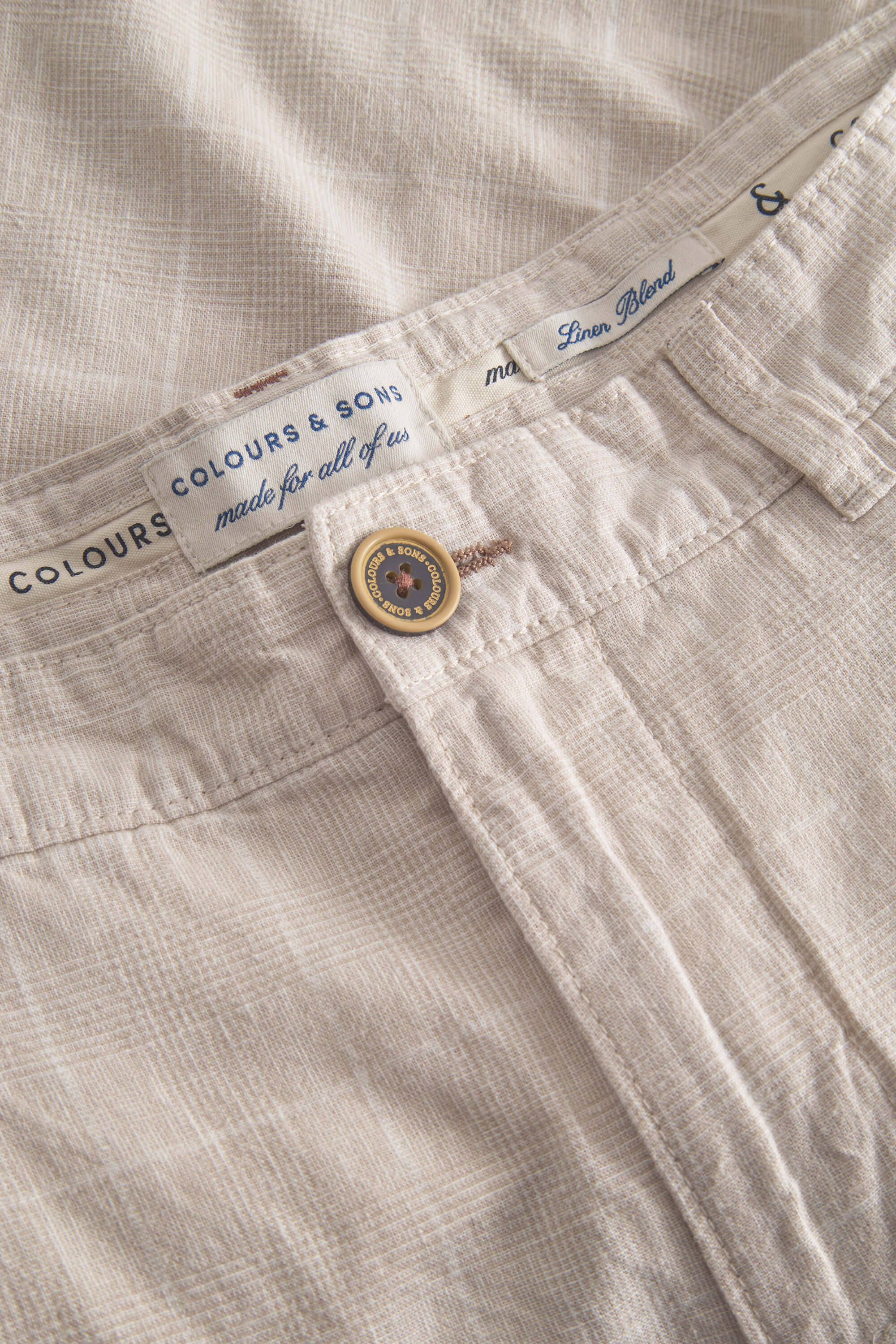 Herren Shorts, beige, 55% Leinen 45% Baumwolle von Colours & Sons