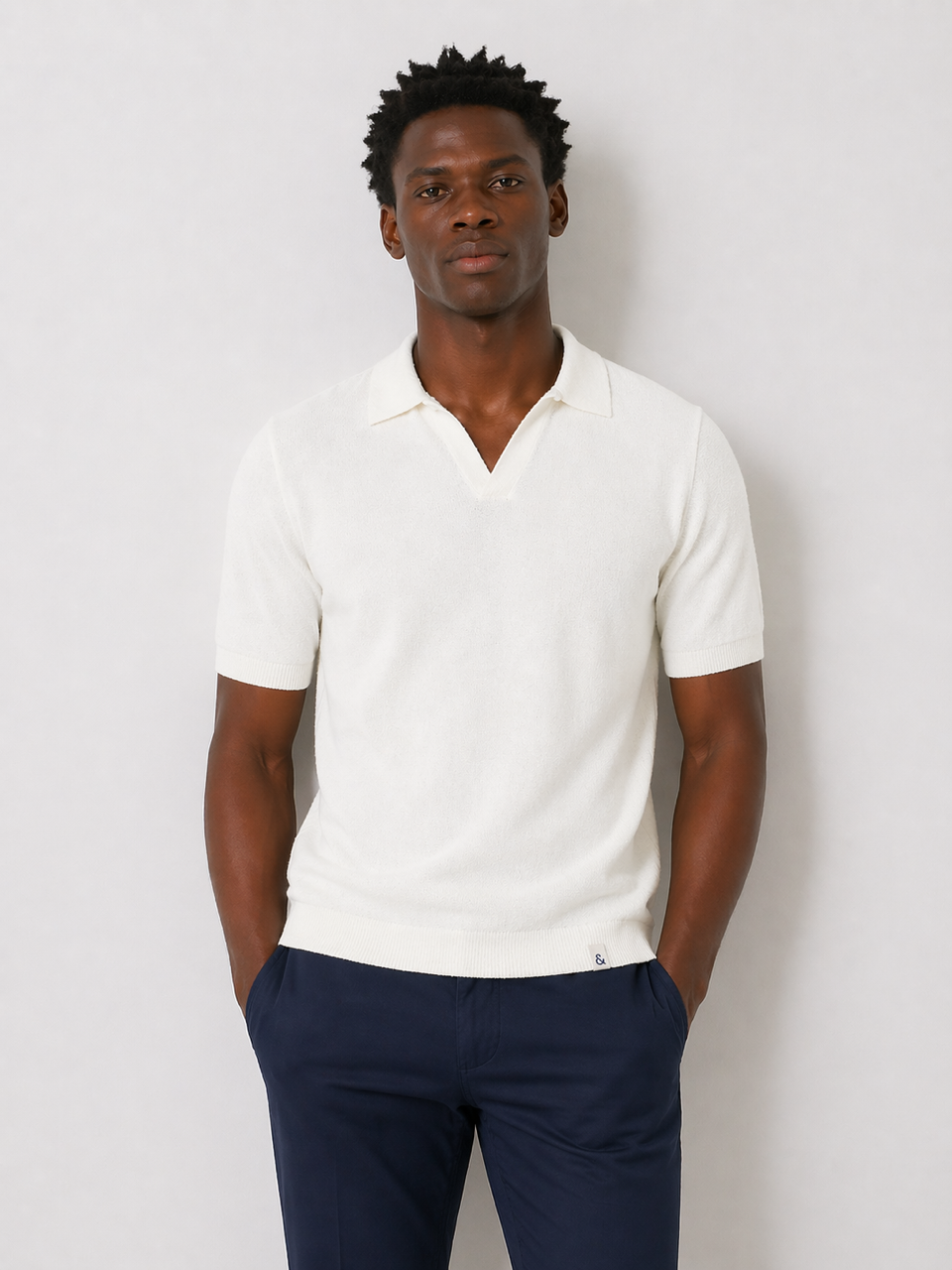 Boucle Strick Polo - Cream