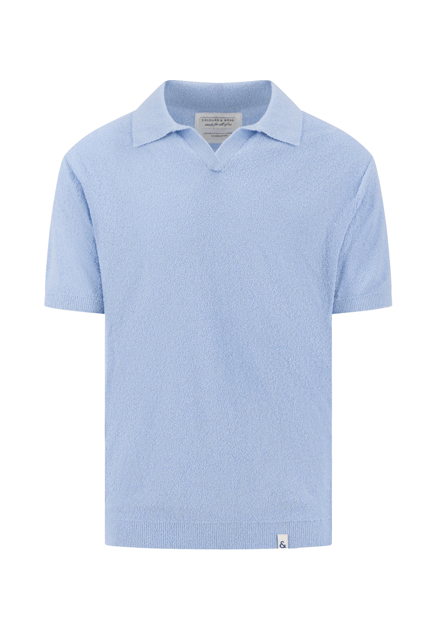 Boucle Strick Polo - hellblau