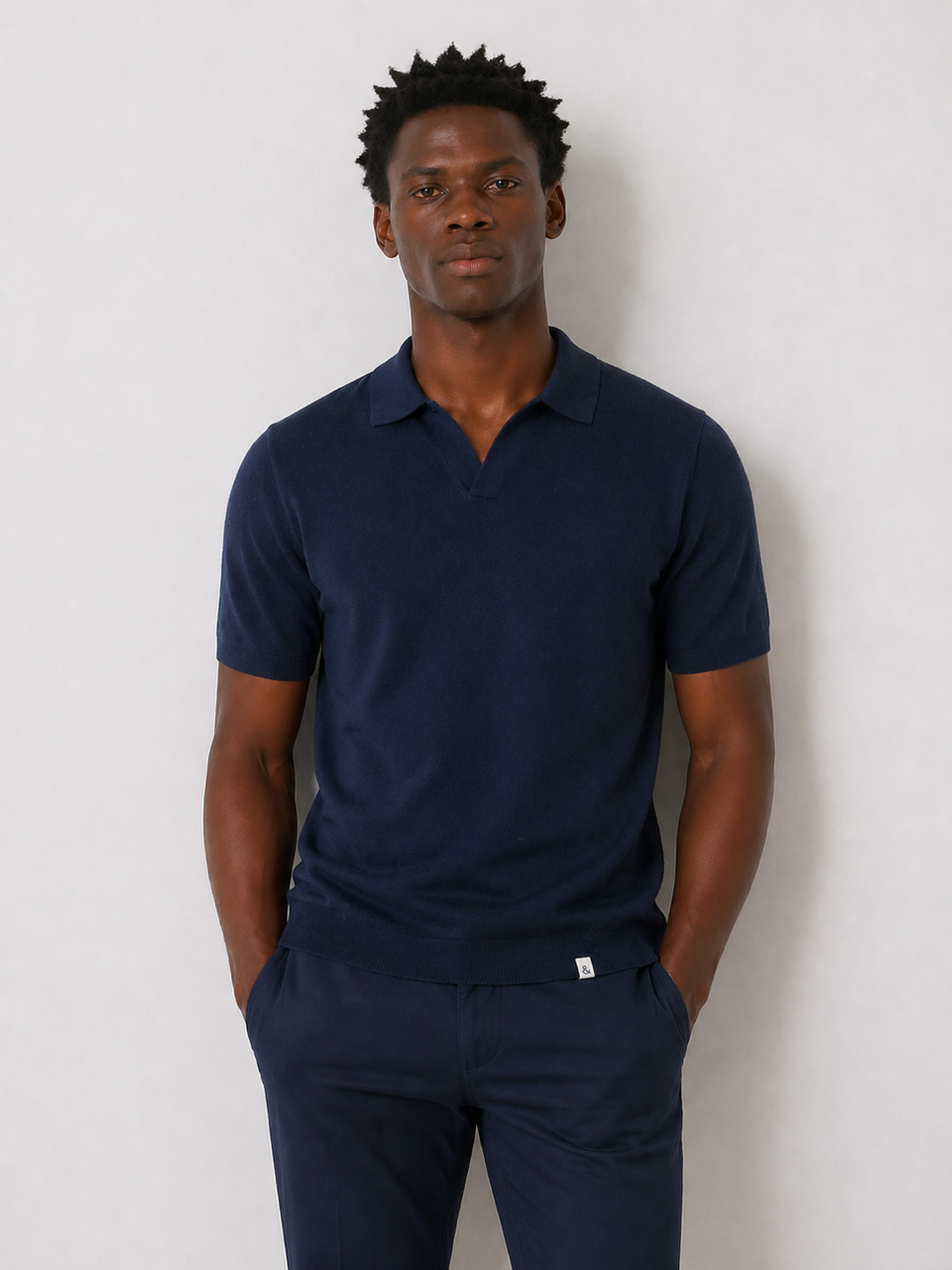 Boucle Strick Polo - Navy