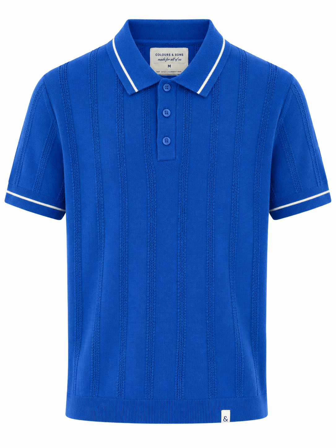 Strick Polo - Strukturmuster Santorini Blue