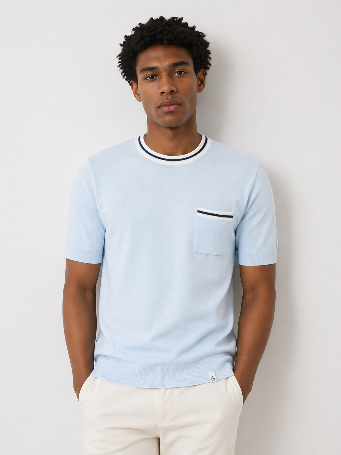 Strick T-Shirt - hellblau