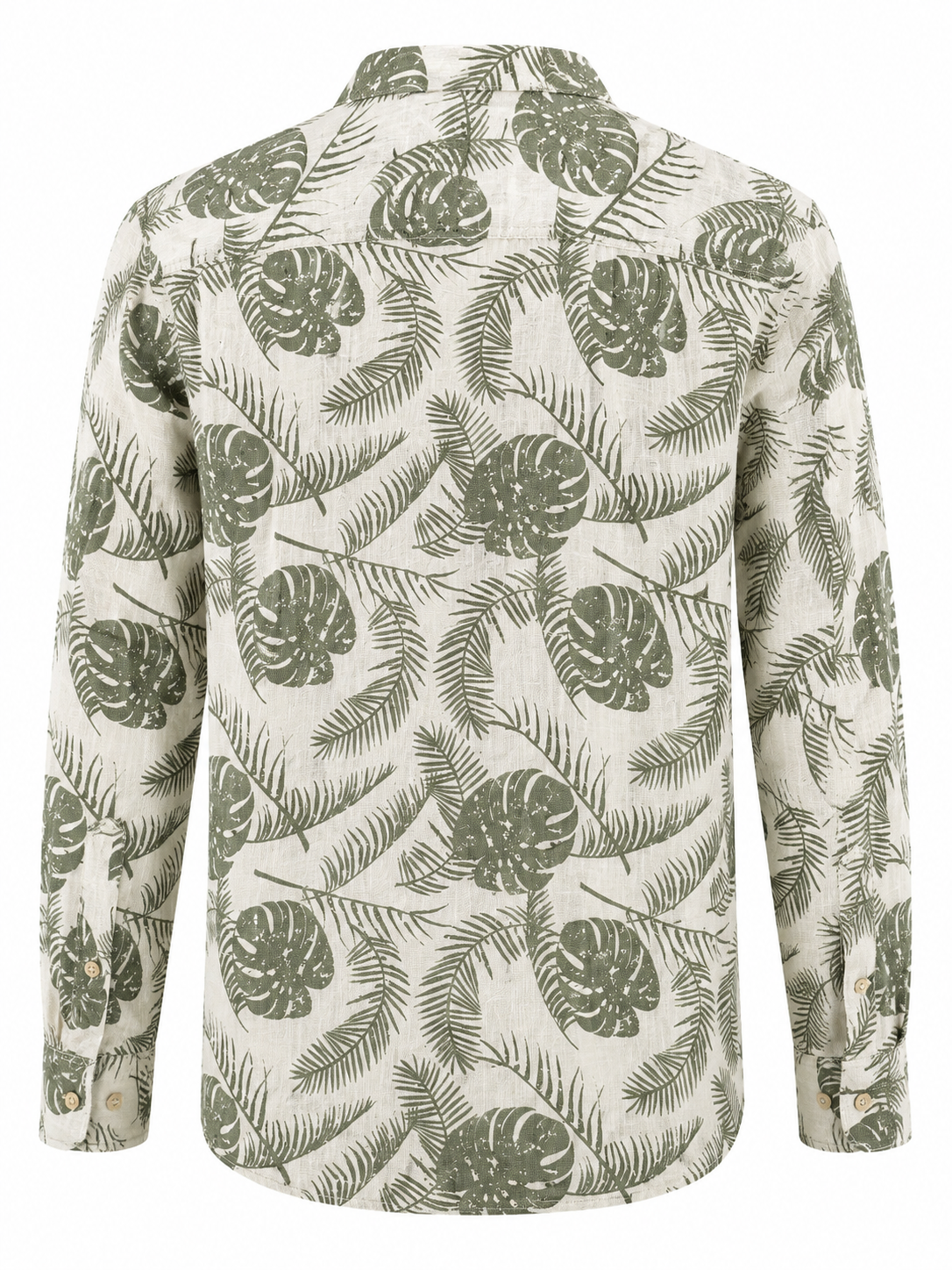 Hemd Stehkrage Leinen Blend - Leaves
