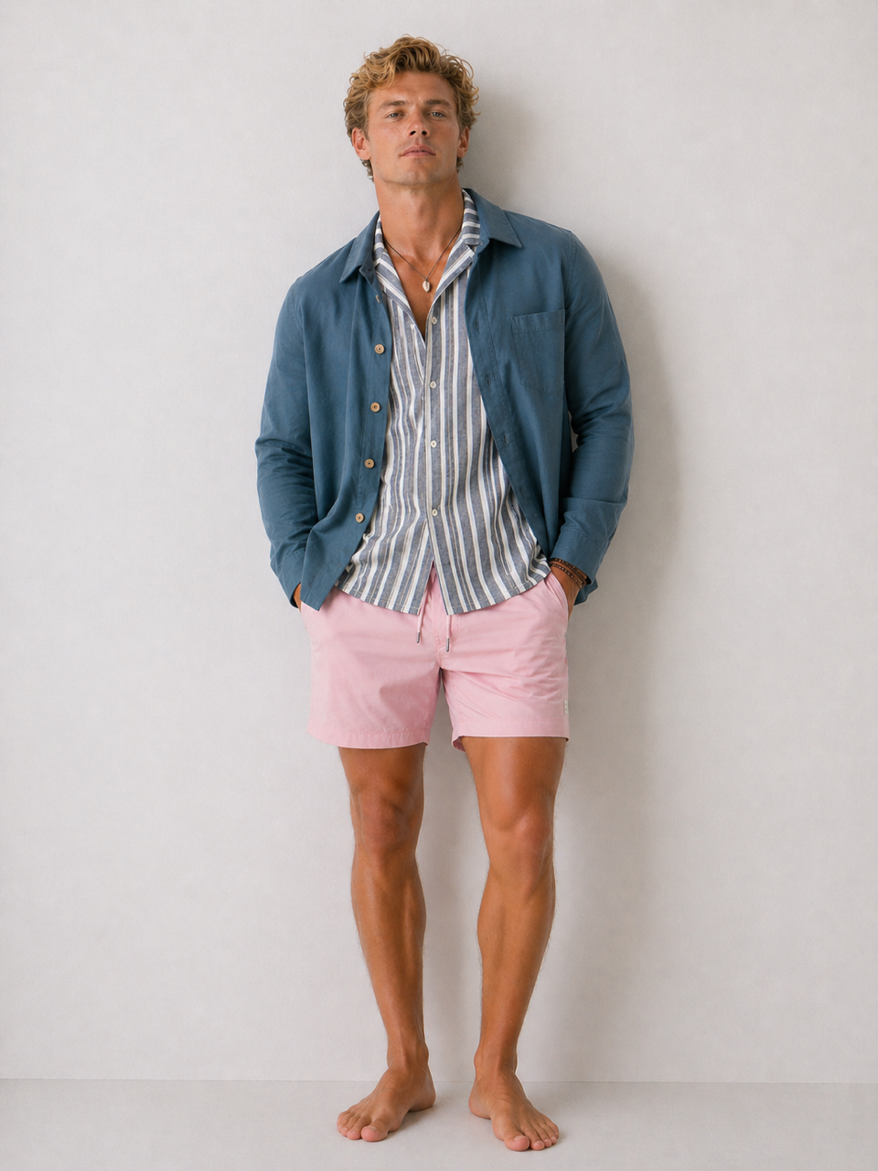 Camp Collar Kurzarmhemd - Midnight Stripes