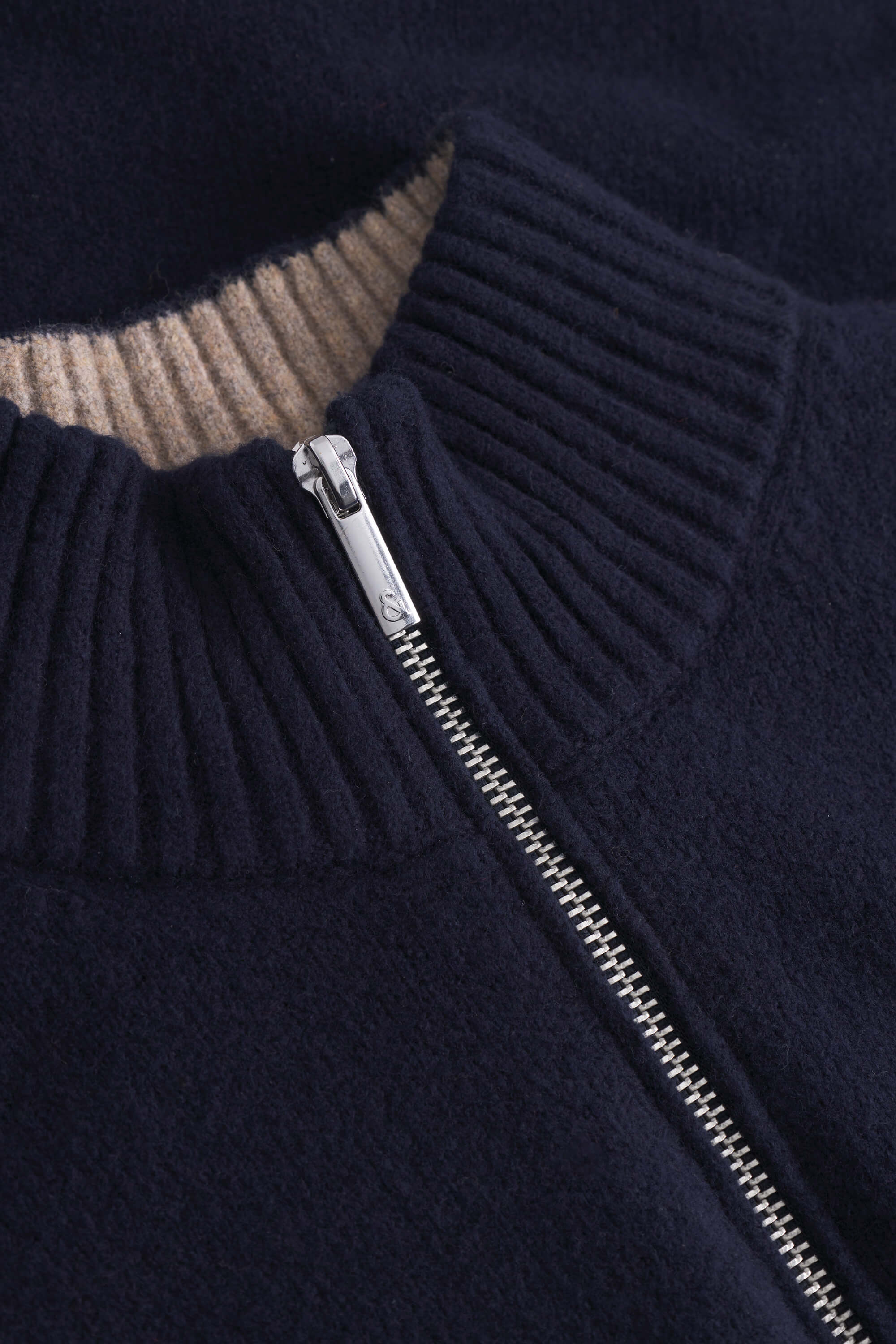 Knitted Jumper Mock-Zip - Navy