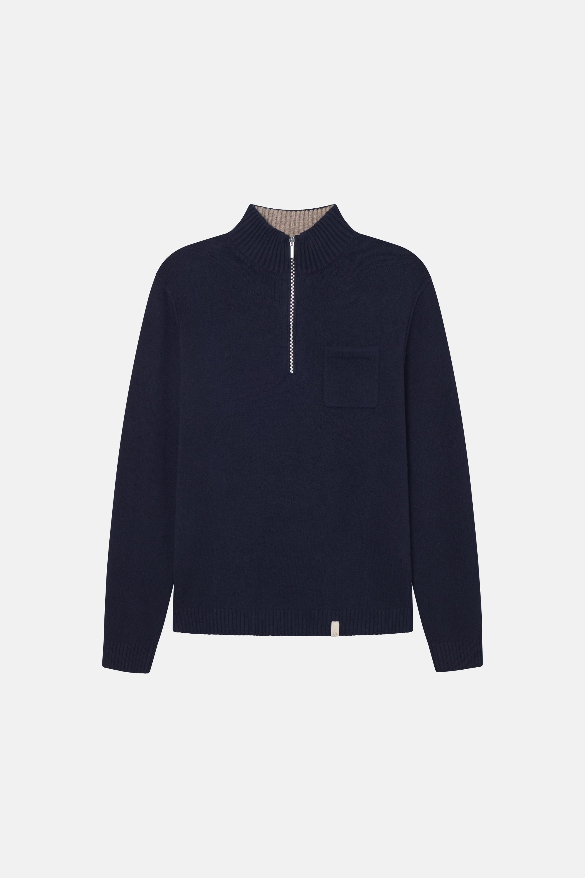 Knitted Jumper Mock-Zip - Navy