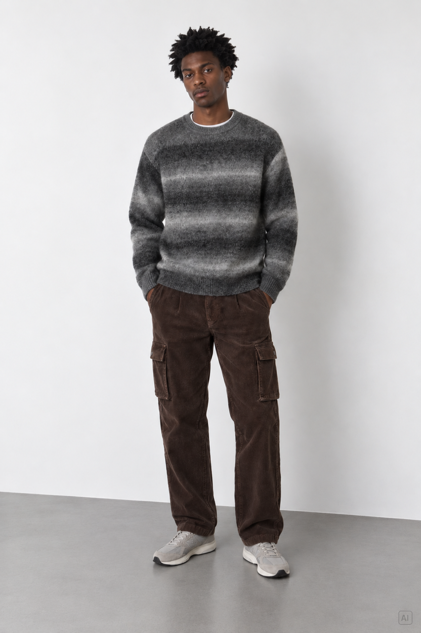 Strickpullover Bouclé - Grey Gradient