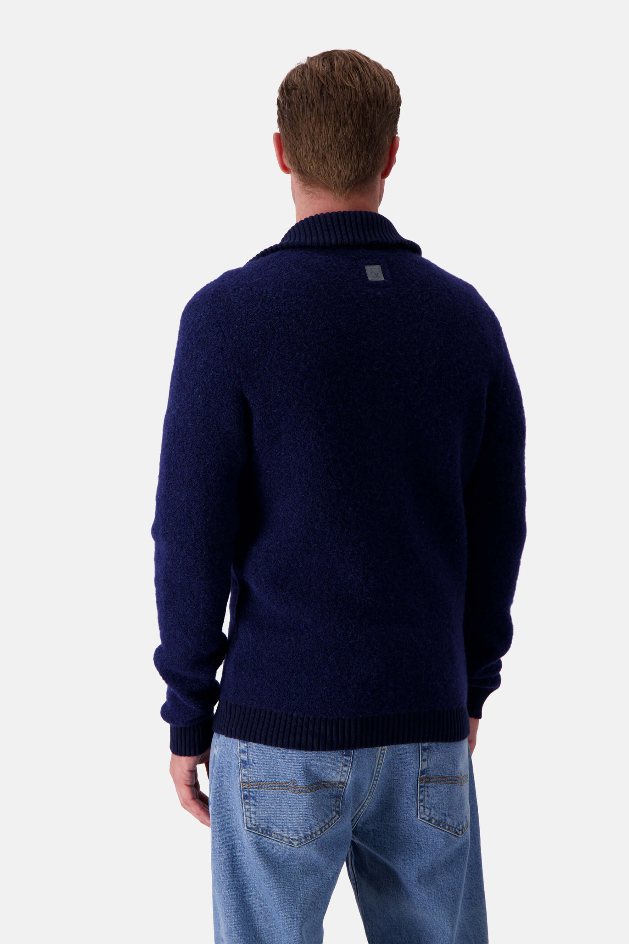 Zipped Cardigan-Bouclé - Navy