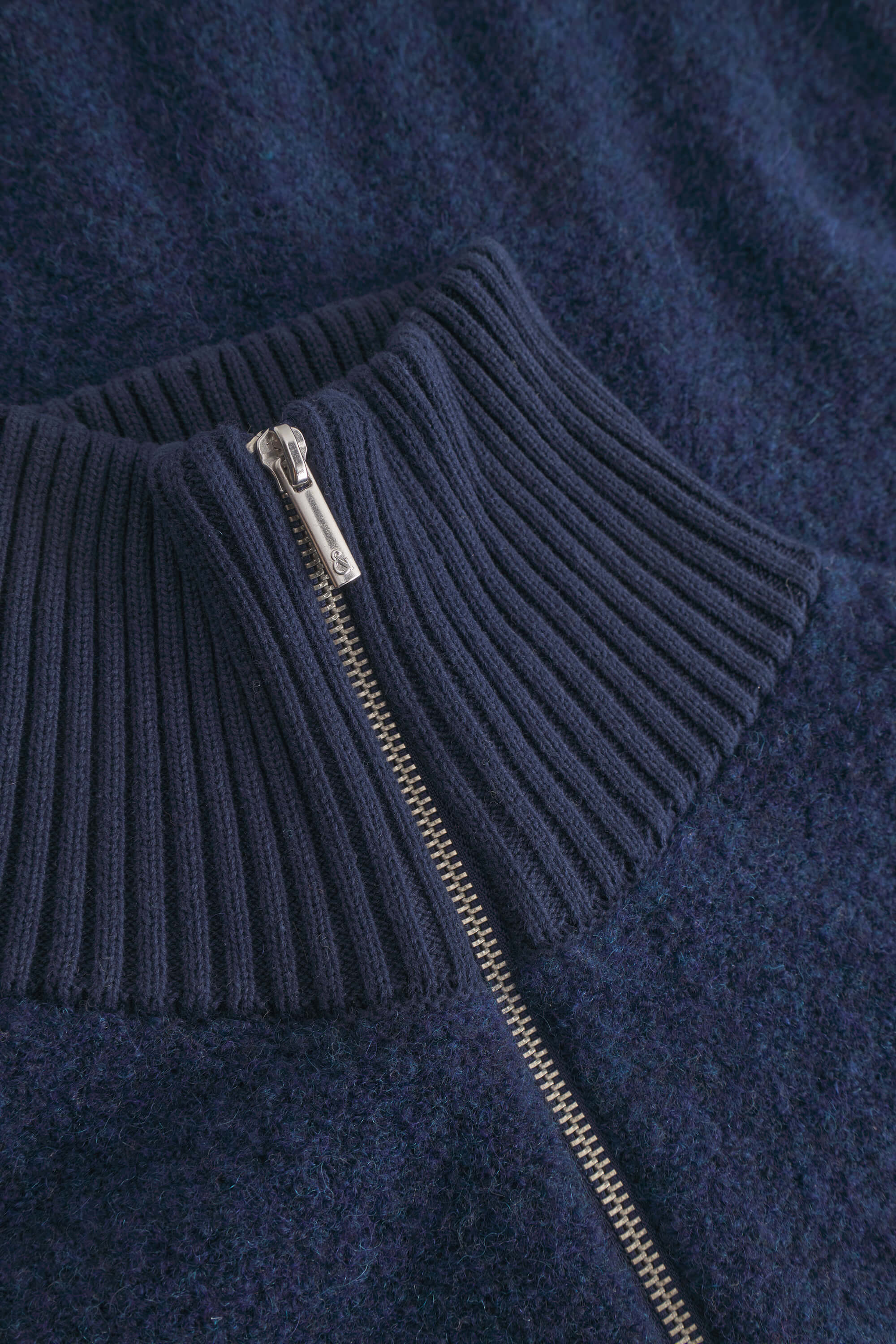 Zip Strickjacke-Bouclé - Navy