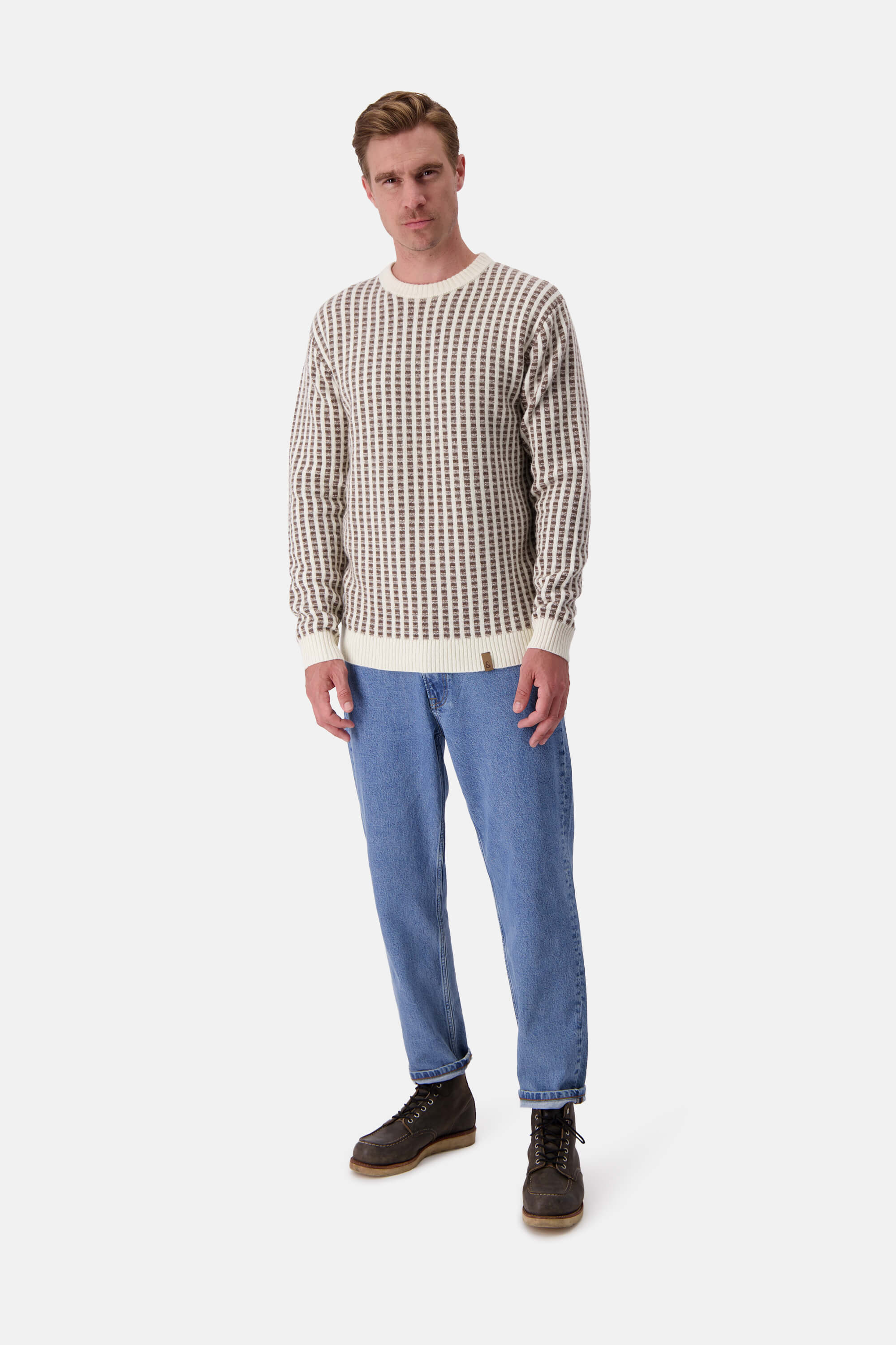 Knitted Jumper-checked - Offwhite-Soil