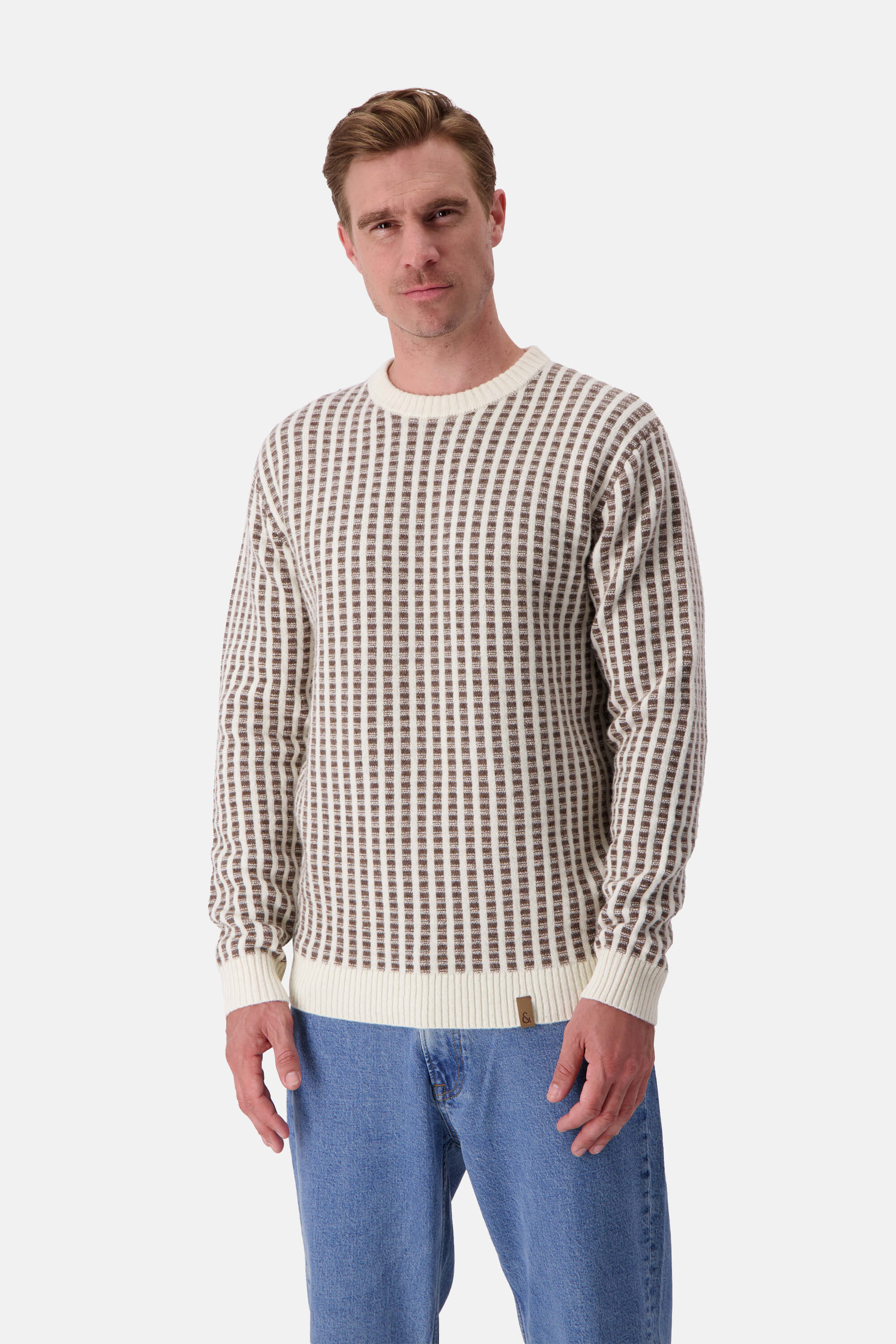 Knitted Jumper-checked - Offwhite-Soil