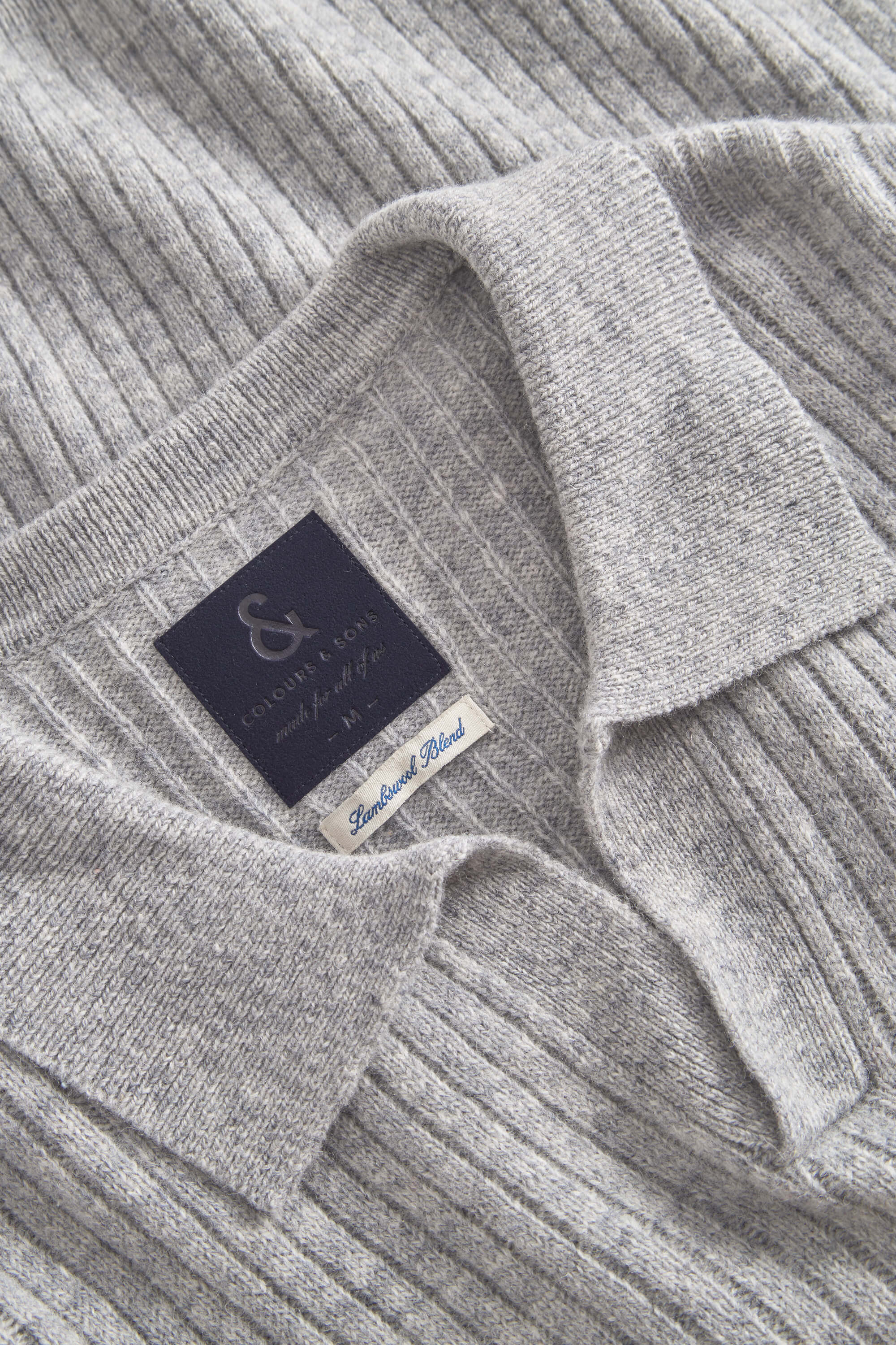 Herren Pullover mit Johnny Collar von Colours&Sons, hellgrau, Lambswool-Mischung