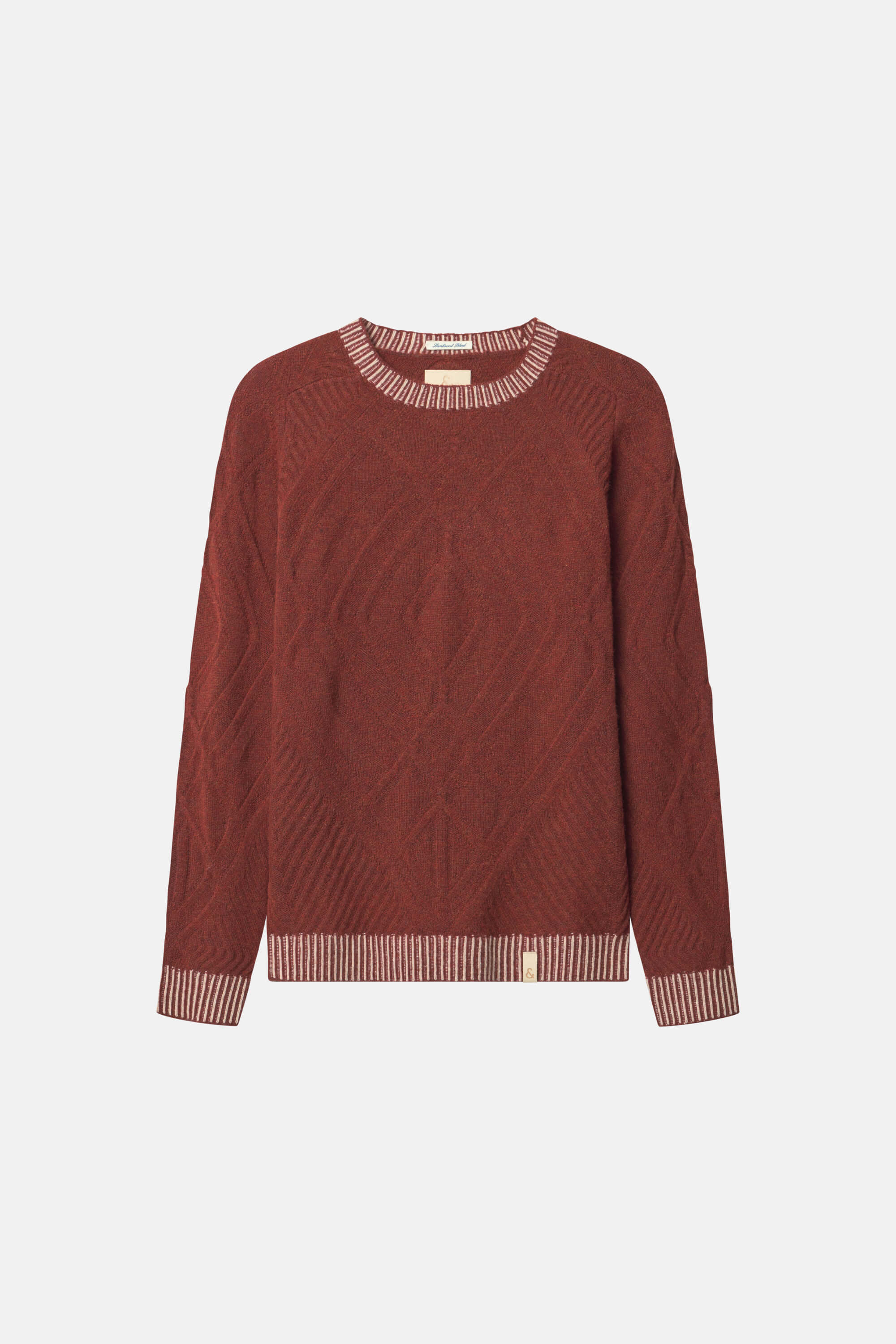 Herren Strickpullover mit Kontrastkragen und -bündchen von Colours&Sons, brandy, Lambswool-Mischung