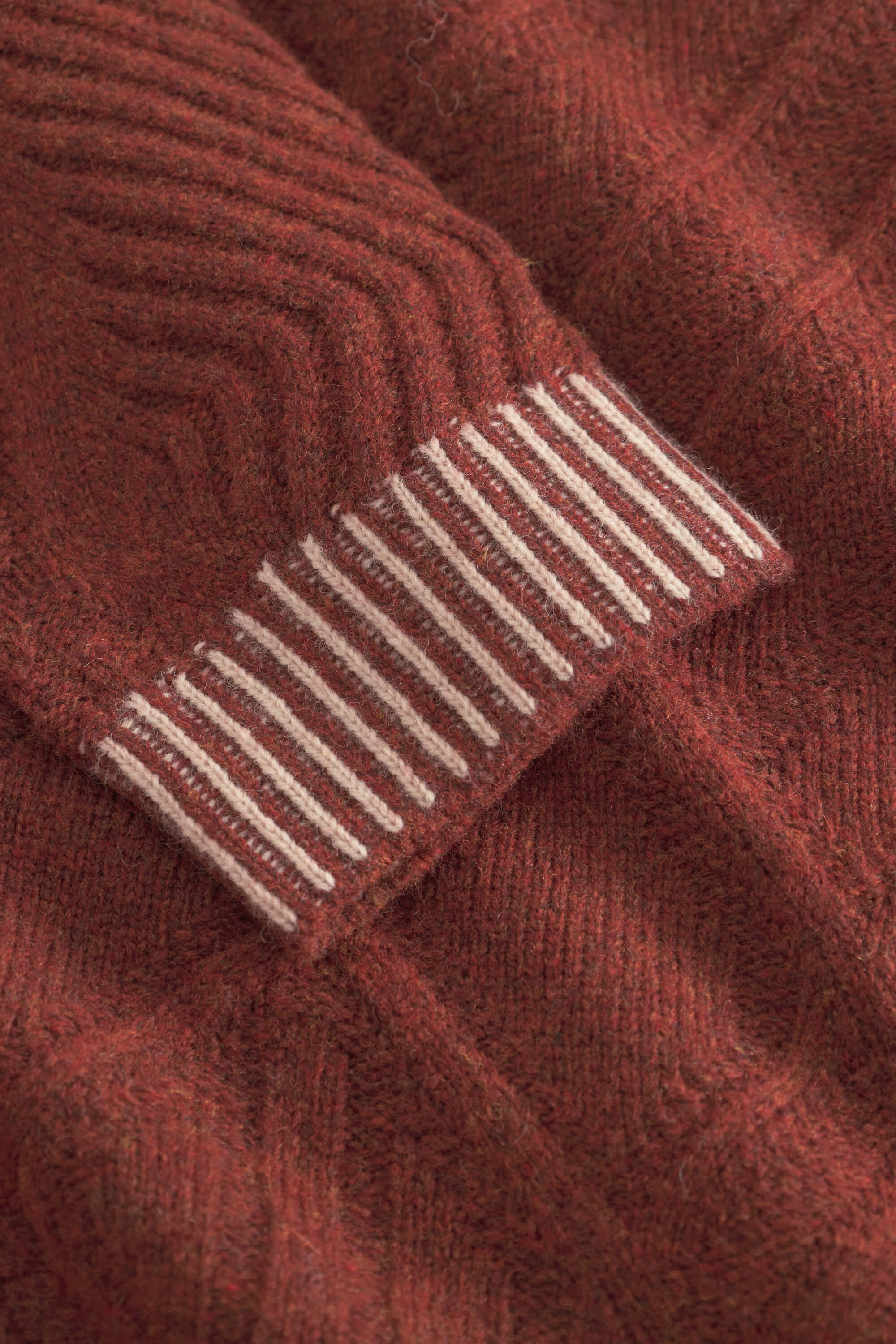 Herren Strickpullover mit Kontrastkragen und -bündchen von Colours&Sons, brandy, Lambswool-Mischung