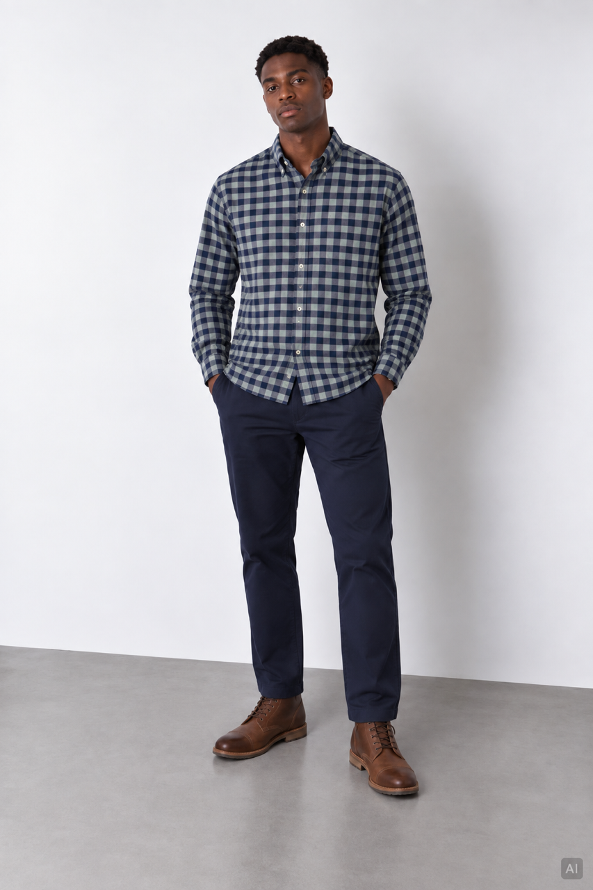 Hemd-gemustert - Navy Vichy