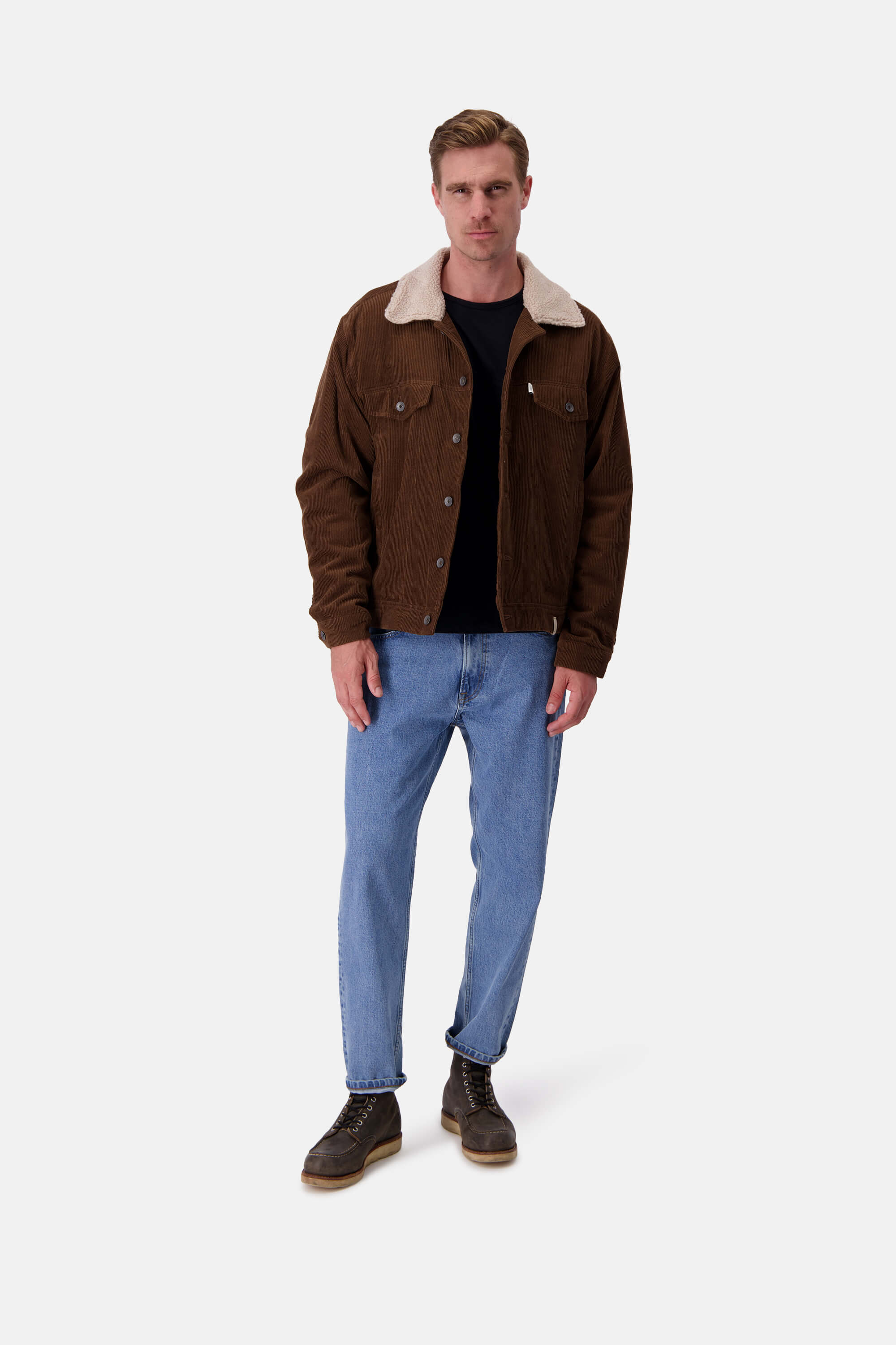 Trucker Jacket Corduroy-Teddy Collar - Soil