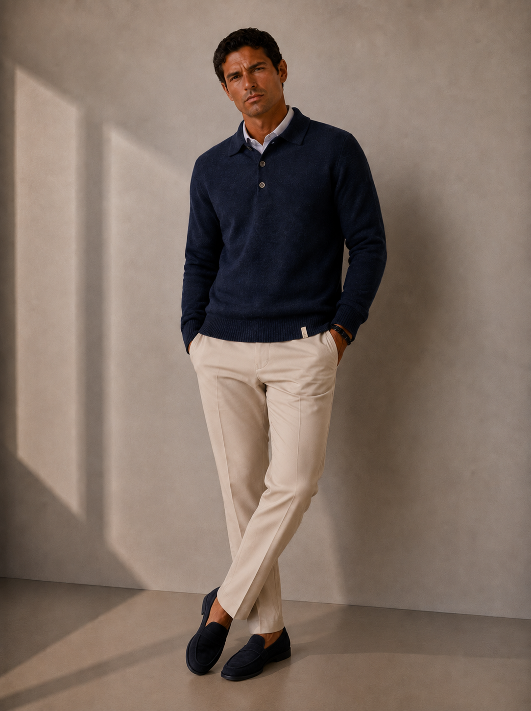 Strickpullover Wollmischgewebe - Navy