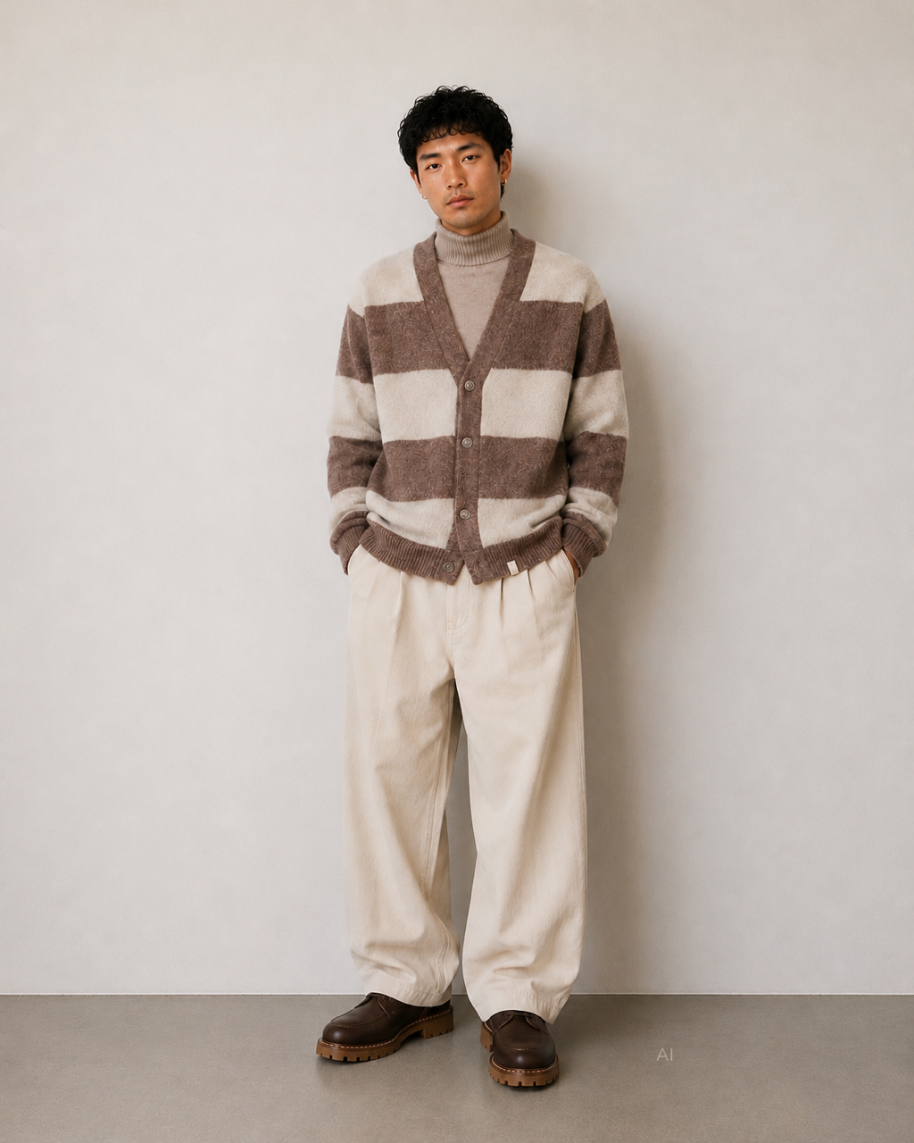 Cardigan gestreift - Wood-Offwhite