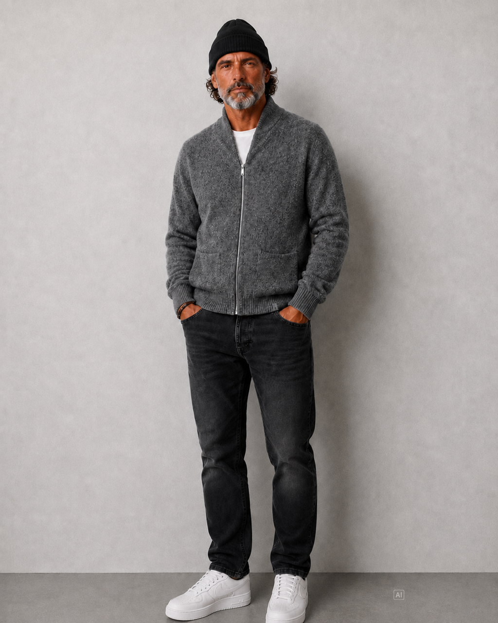 Strick Bomberjacke - Steel
